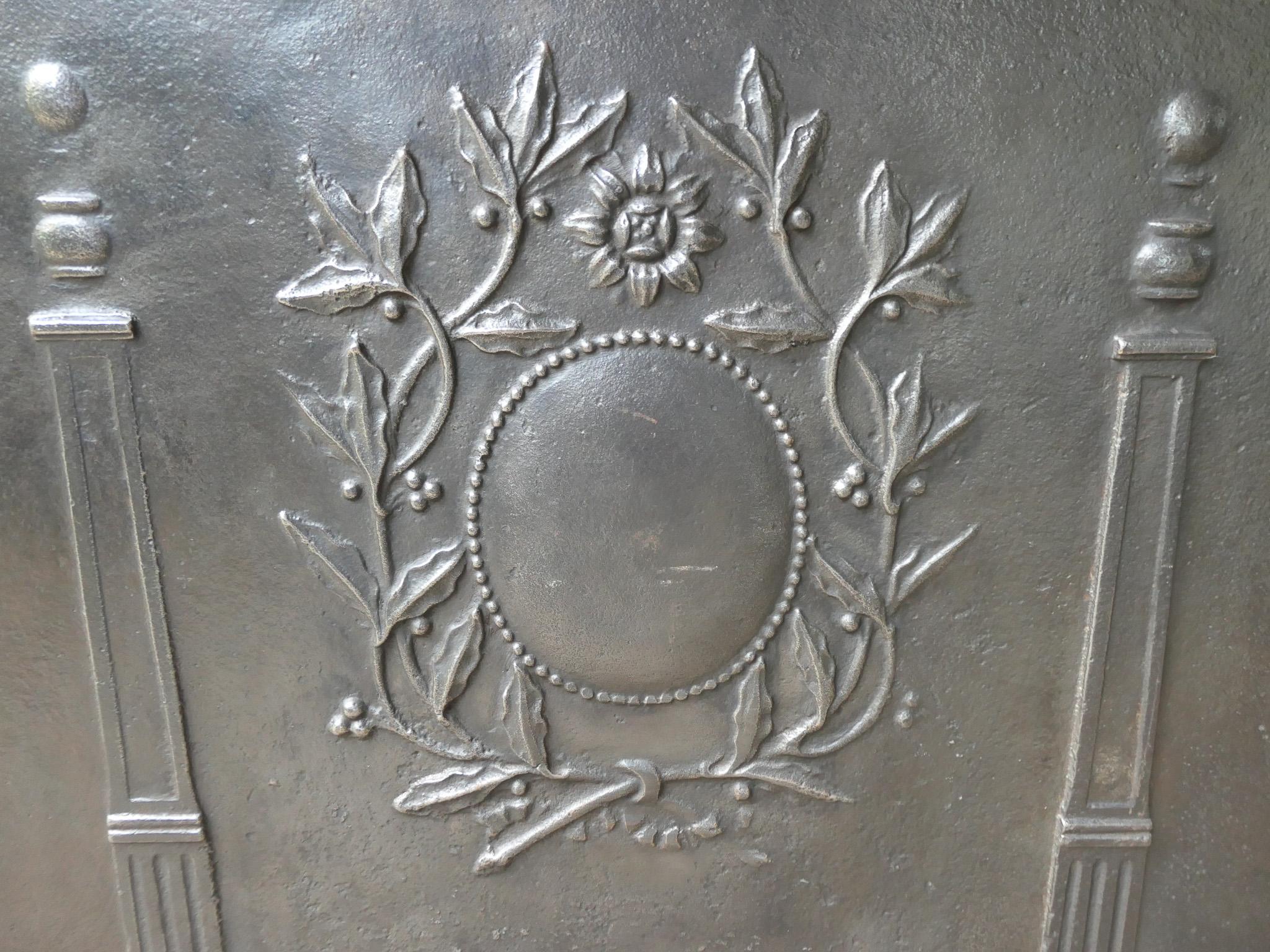 Iron Antique French 'Pillars of Freedom' Fireback / Backsplash, 18th - 19th C. For Sale