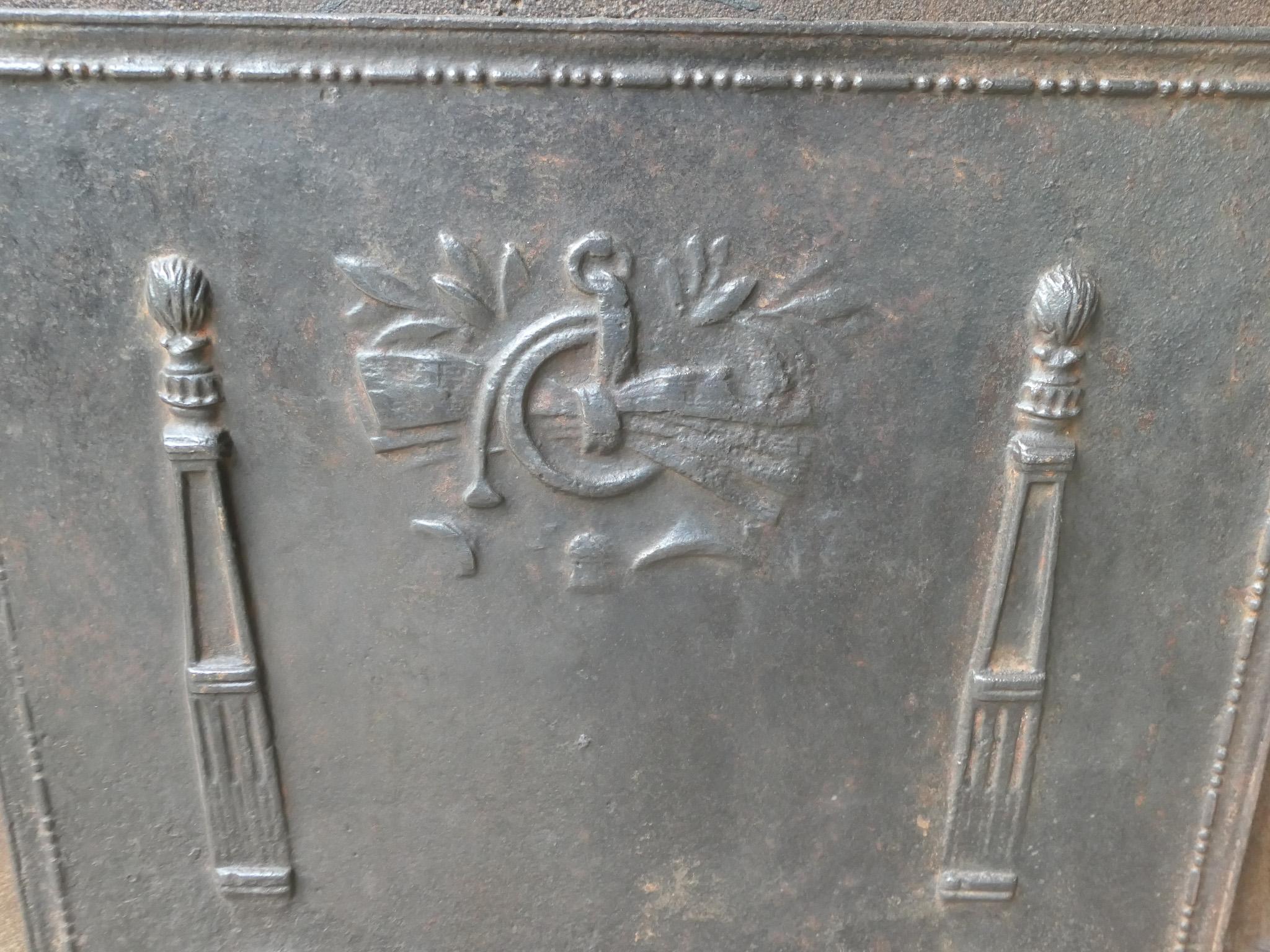 Iron Antique French 'Pillars of Freedom' Fireback / Backsplash, 18th - 19th C. For Sale