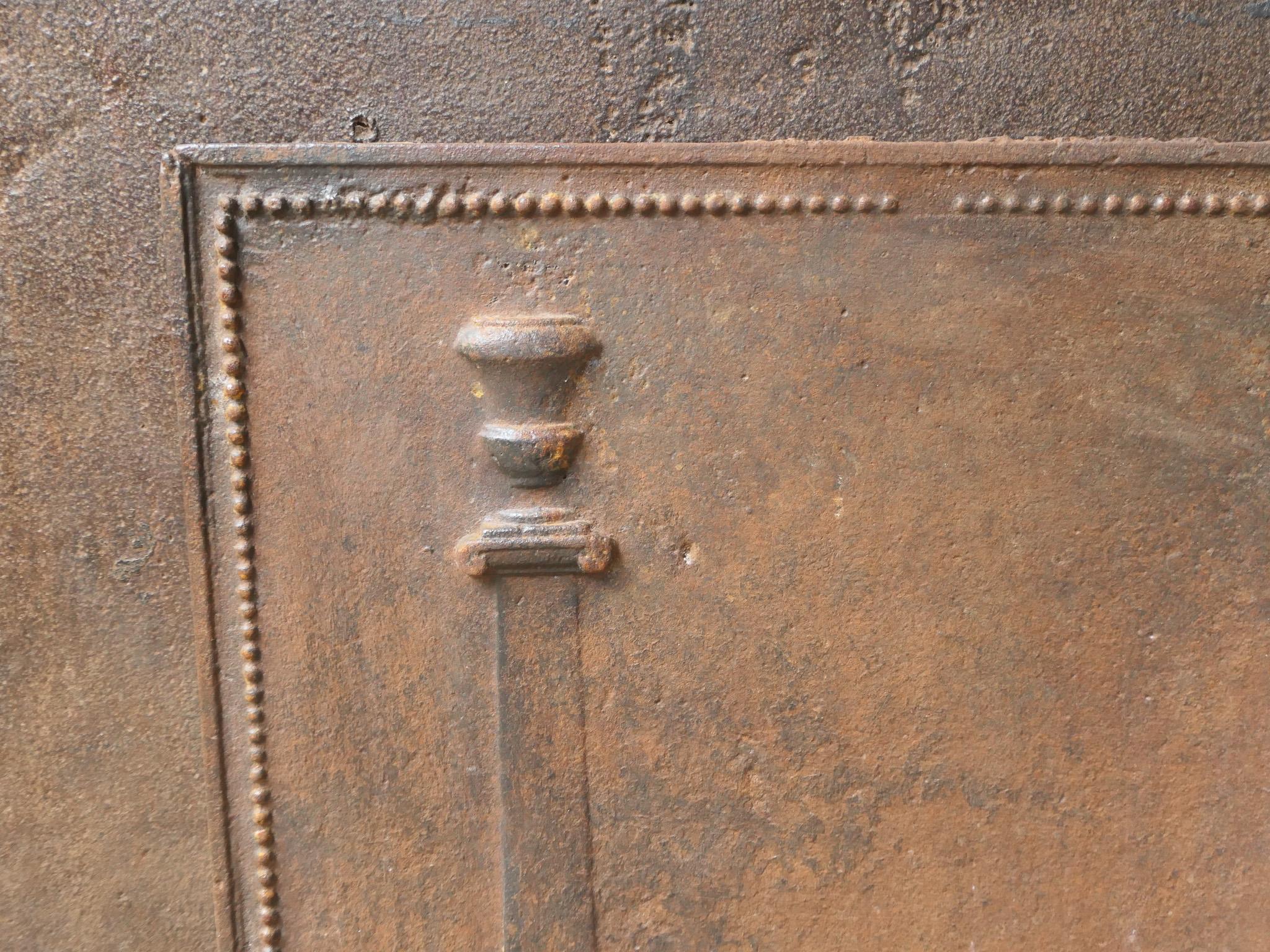 Iron Antique French 'Pillars of Freedom' Fireback / Backsplash, 18th - 19th C. For Sale