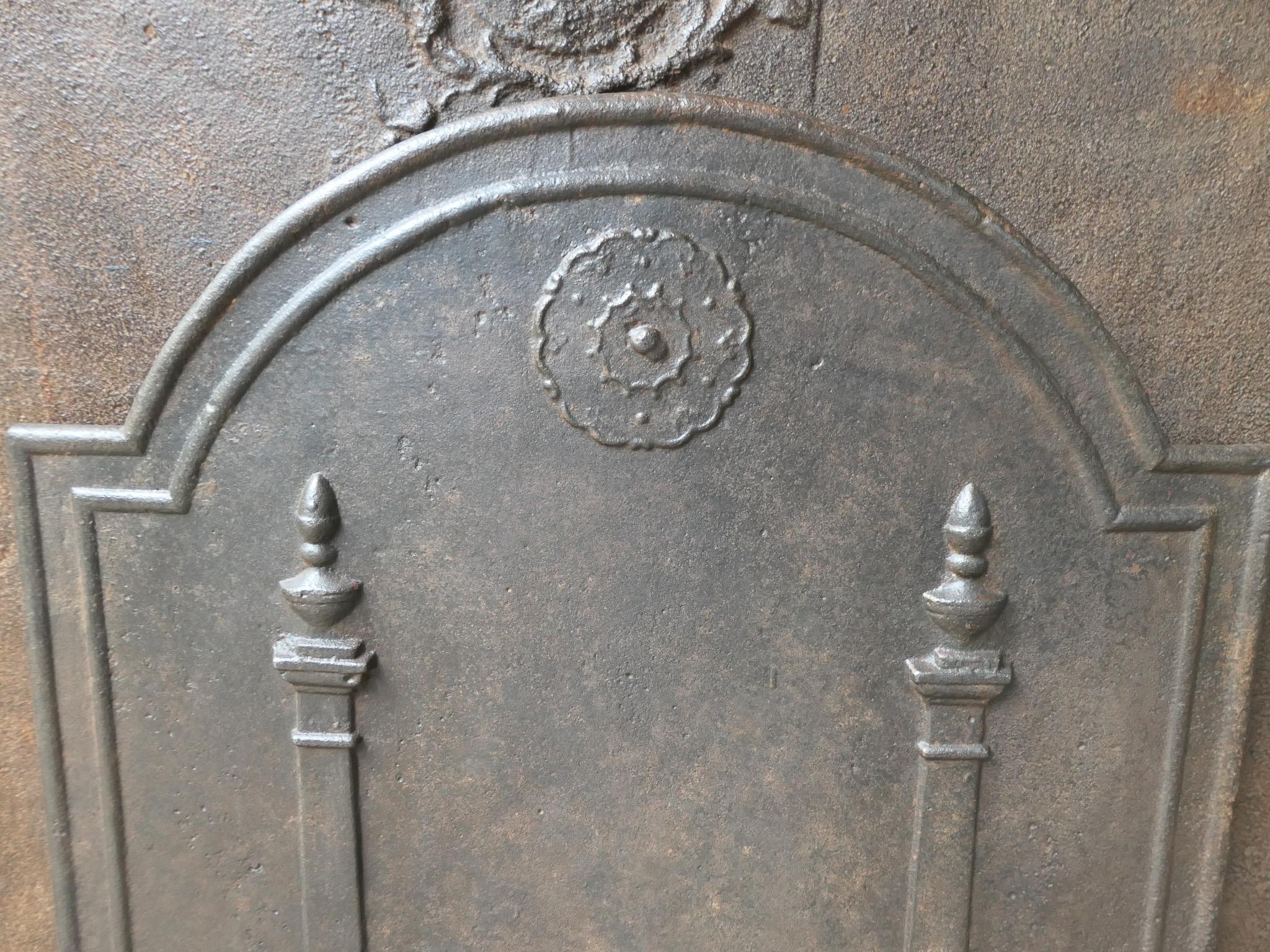 Iron Antique French 'Pillars of Freedom' Fireback / Backsplash, 18th - 19th C. For Sale