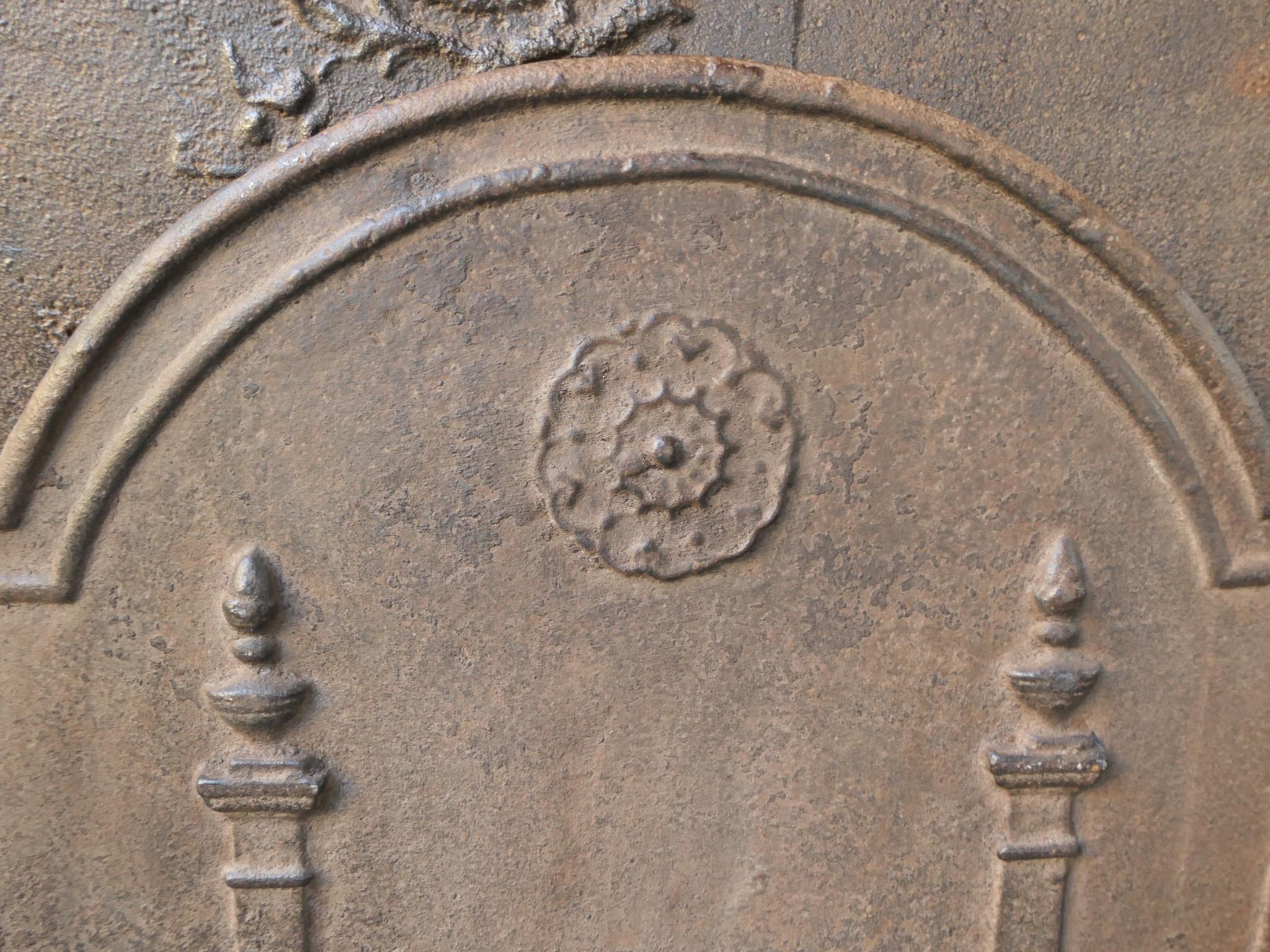 Iron Antique French 'Pillars of Freedom' Fireback / Backsplash, 18th - 19th C. For Sale