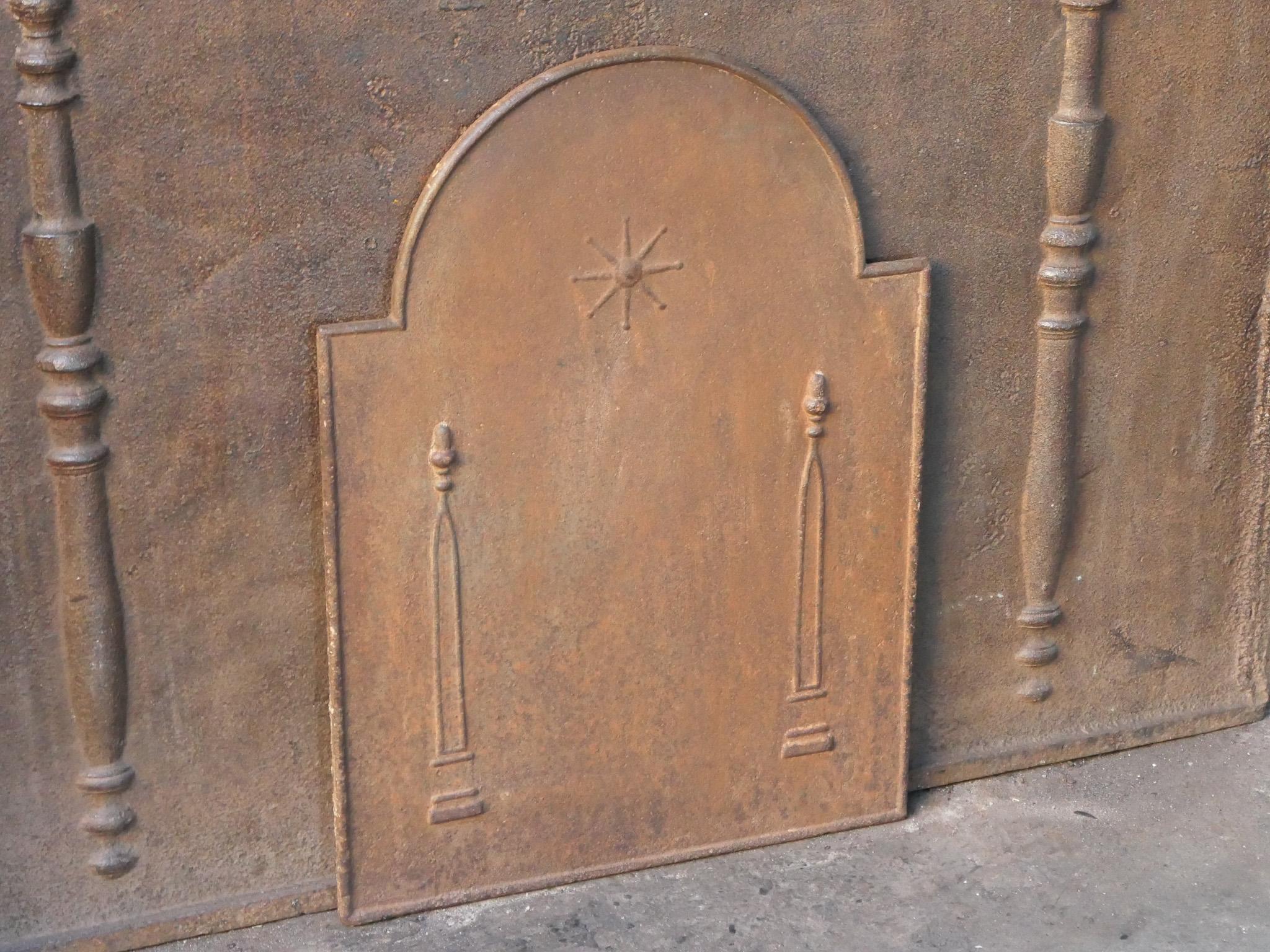 Iron Antique French 'Pillars of Freedom' Fireback / Backsplash, 18th - 19th C. For Sale