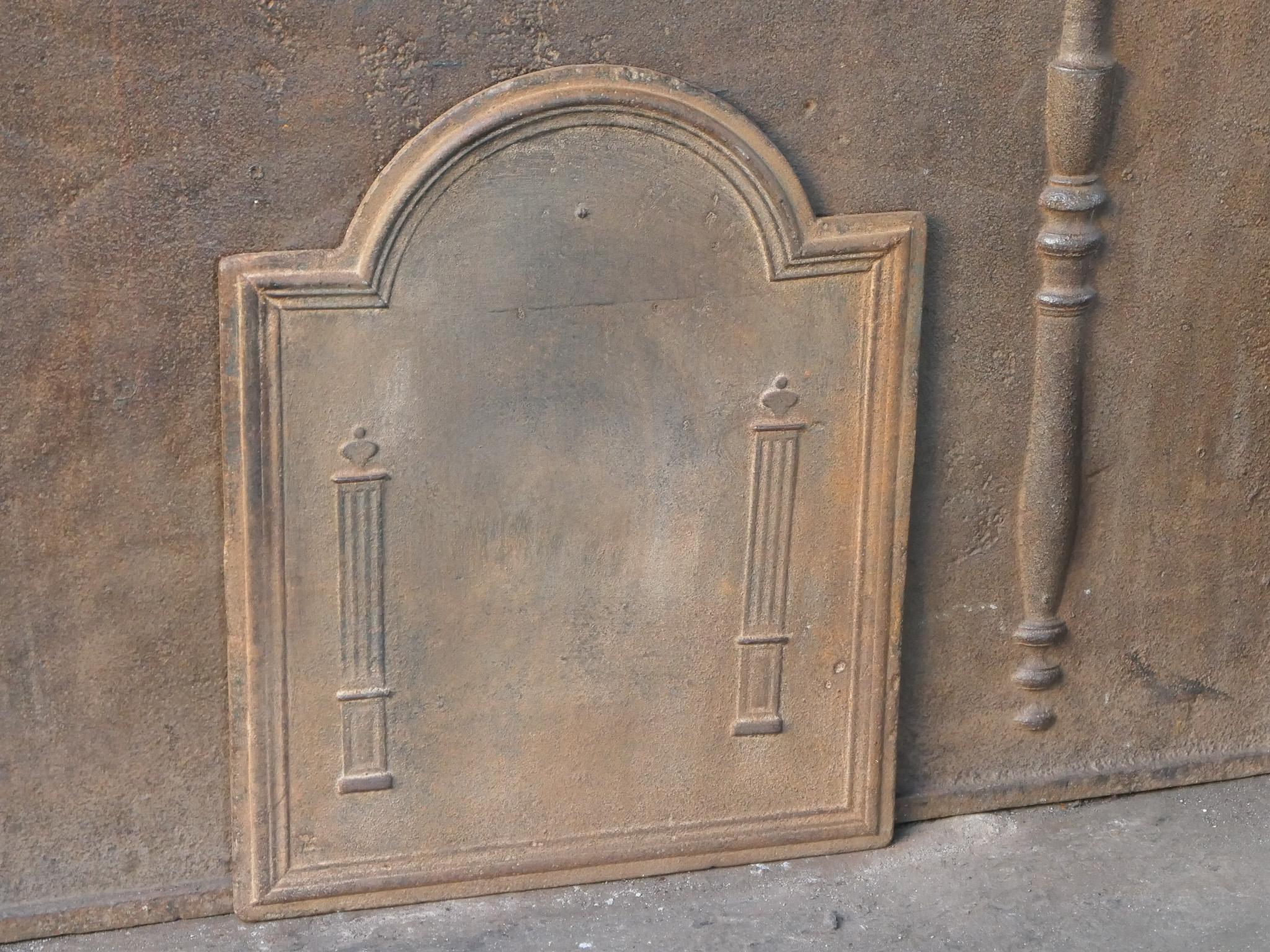 XIXe siècle Plaque de cheminée française ancienne Pillars of Freedom, 18e - 19e siècle en vente