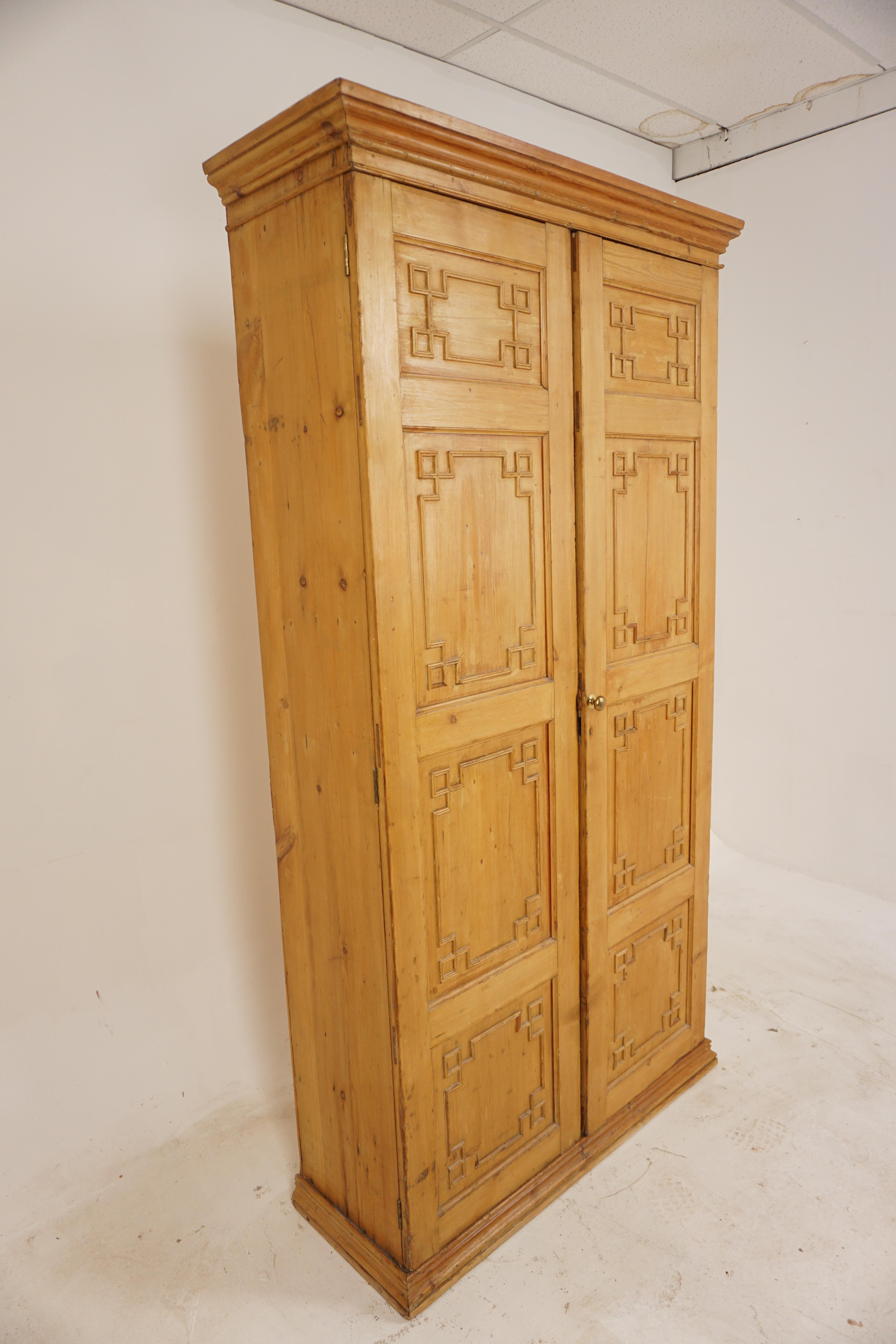 Edwardian Antique French Pine Armoire, Wardrobe Closet, France 1880, B2879A