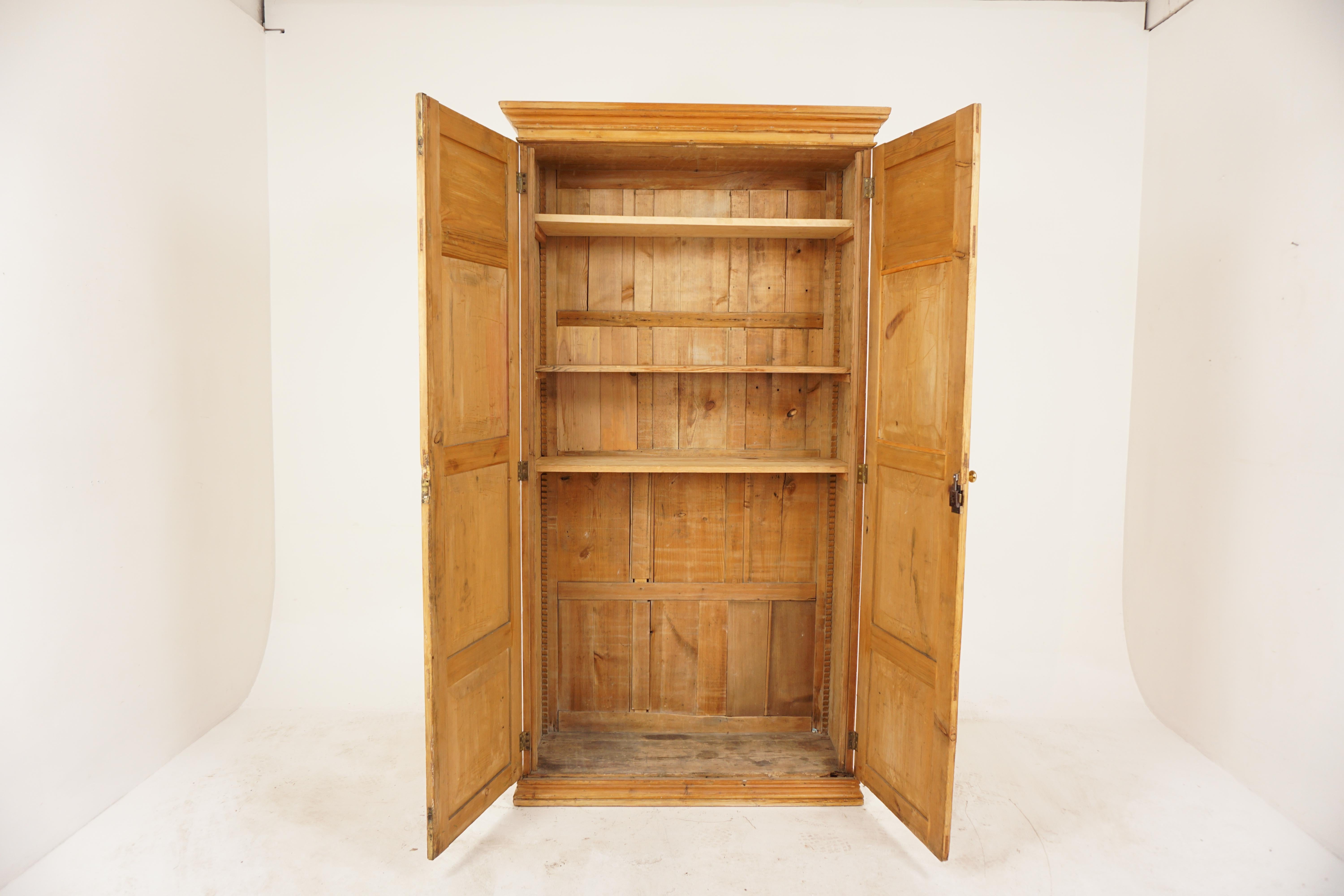 Late 19th Century Antique French Pine Armoire, Wardrobe Closet, France 1880, B2879A