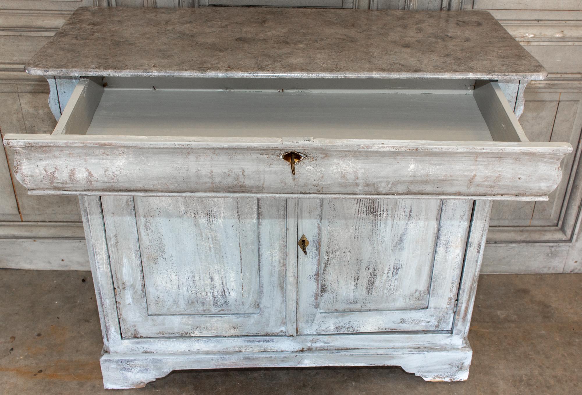 Antique French Pine Buffet in Hand-Painted Distressed Greige Finish 6