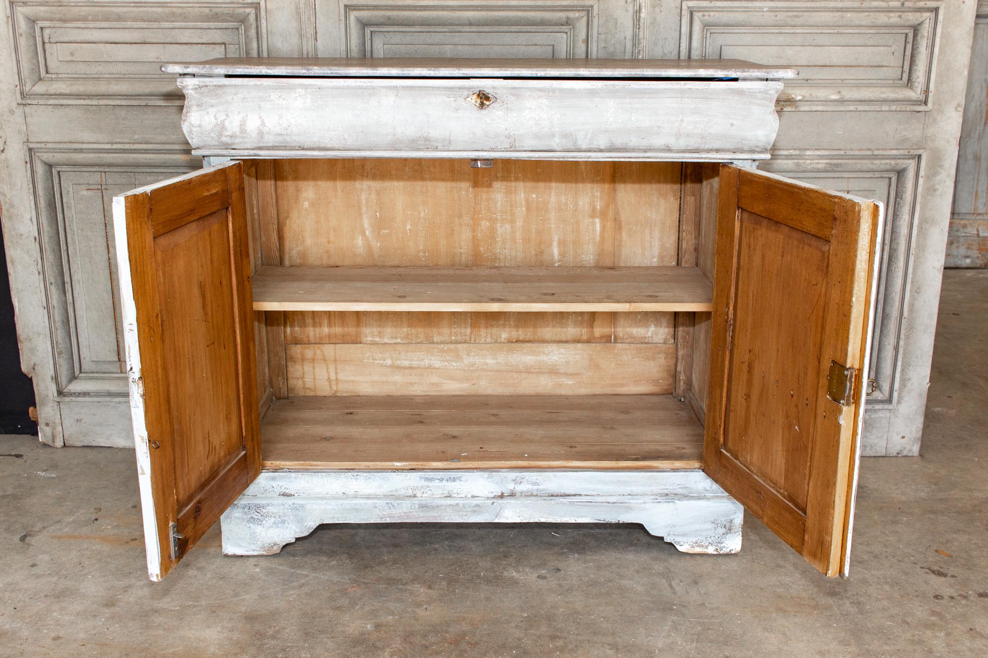 Antique French Pine Buffet in Hand-Painted Distressed Greige Finish 8