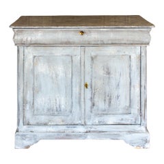 Antique French Pine Buffet in Hand-Painted Distressed Greige Finish