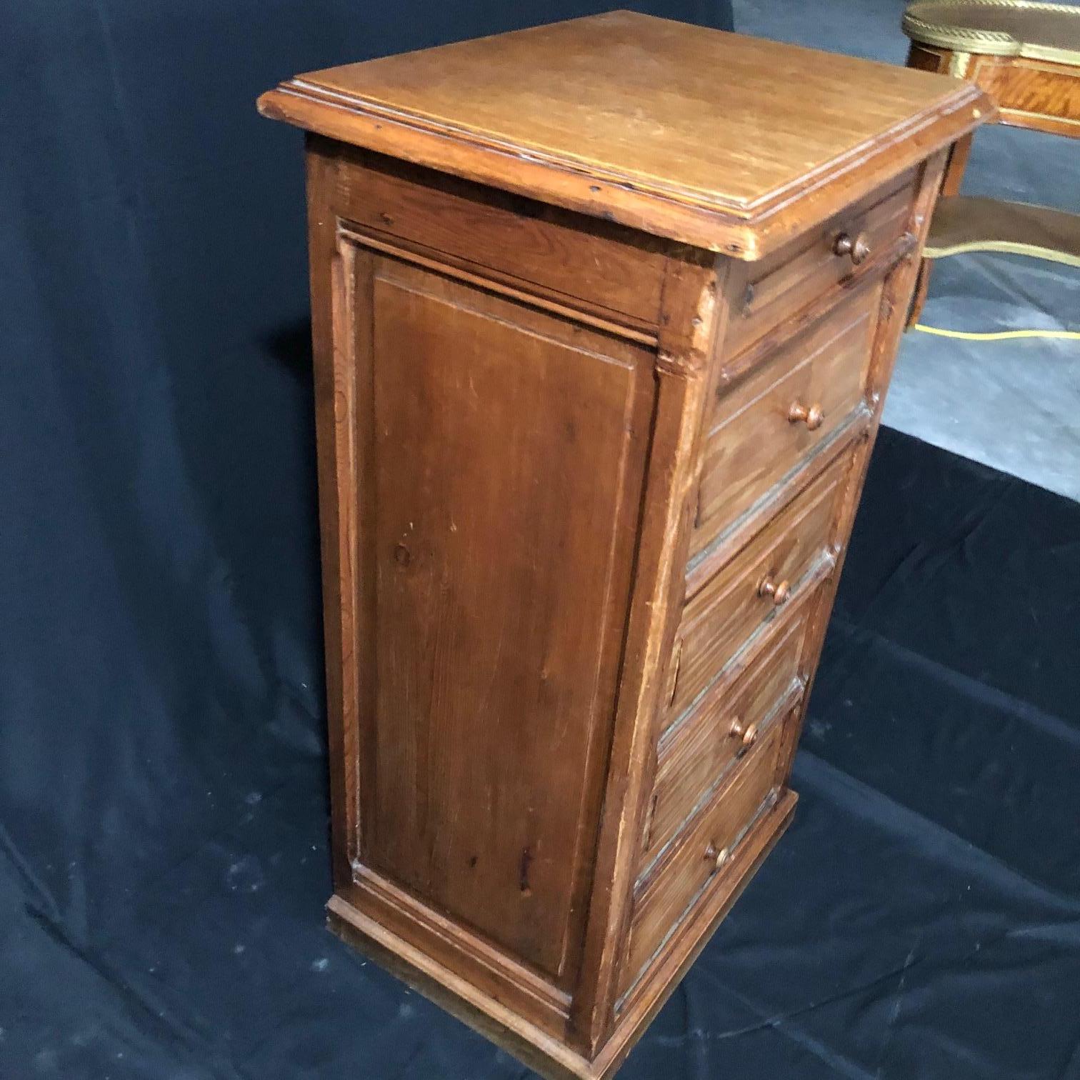 Antique French Pine Chest Side Table or Linen Press from Normandy 5