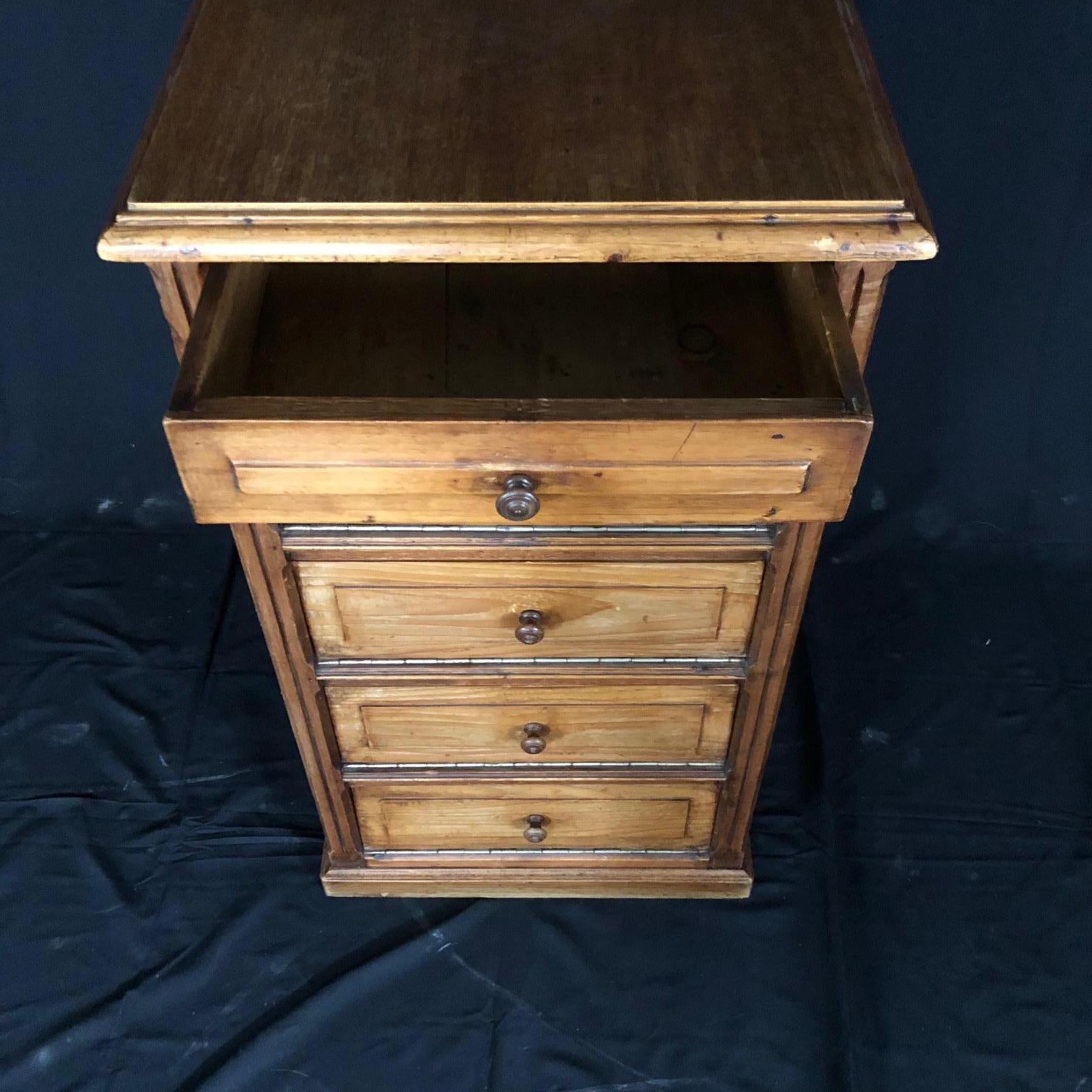 French Provincial Antique French Pine Chest Side Table or Linen Press from Normandy