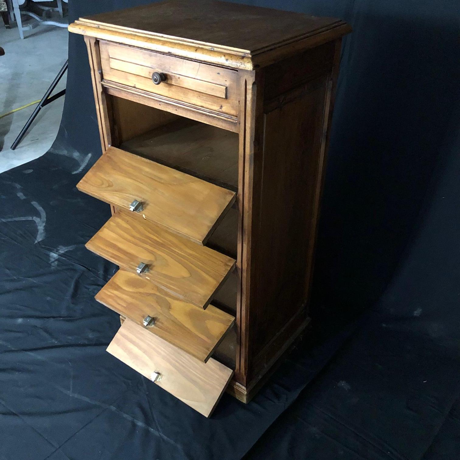 Antique French Pine Chest Side Table or Linen Press from Normandy In Good Condition In Hopewell, NJ
