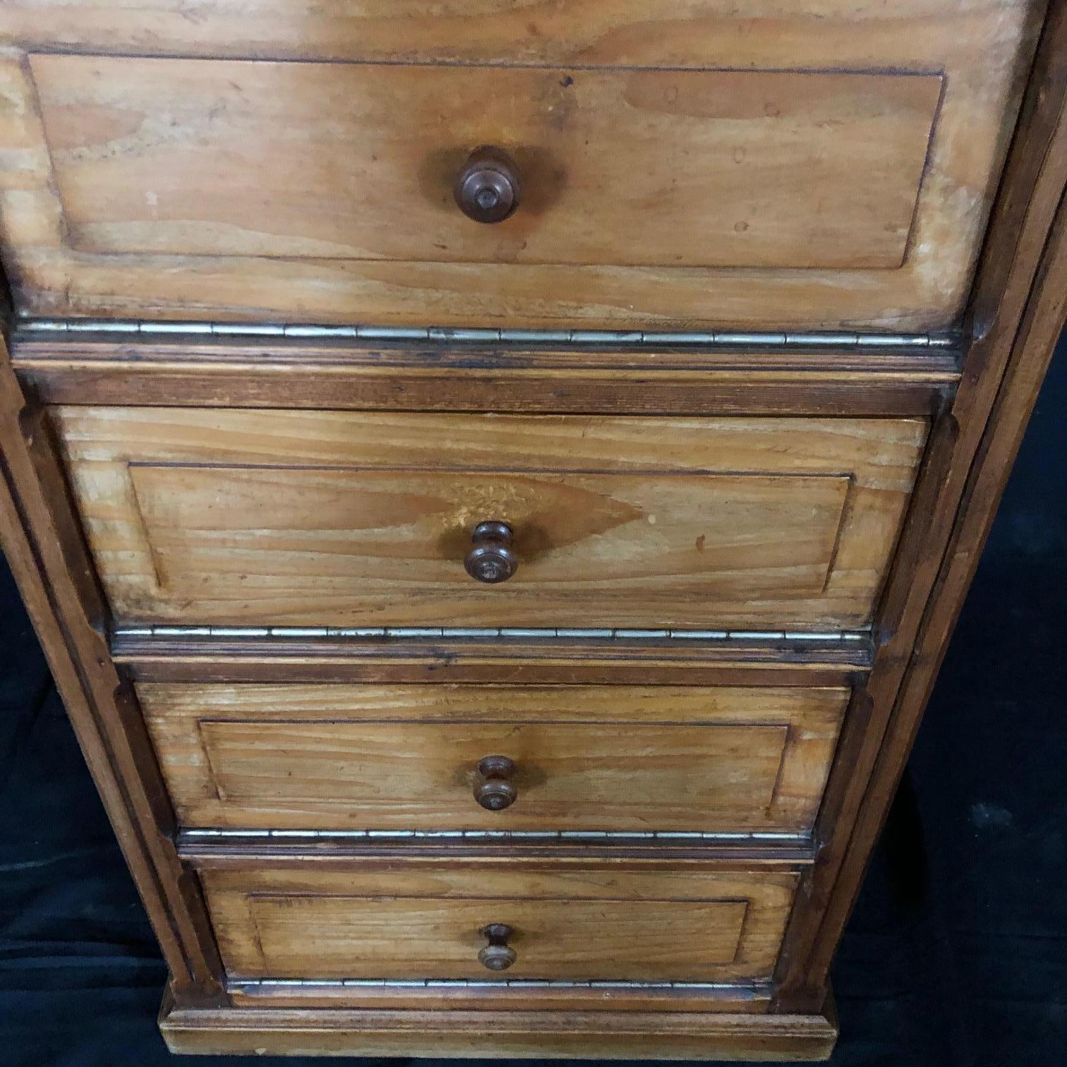 Early 20th Century Antique French Pine Chest Side Table or Linen Press from Normandy