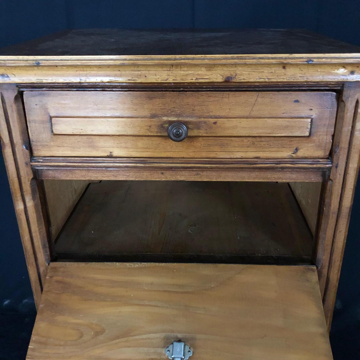 Antique French Pine Chest Side Table or Linen Press from Normandy 2