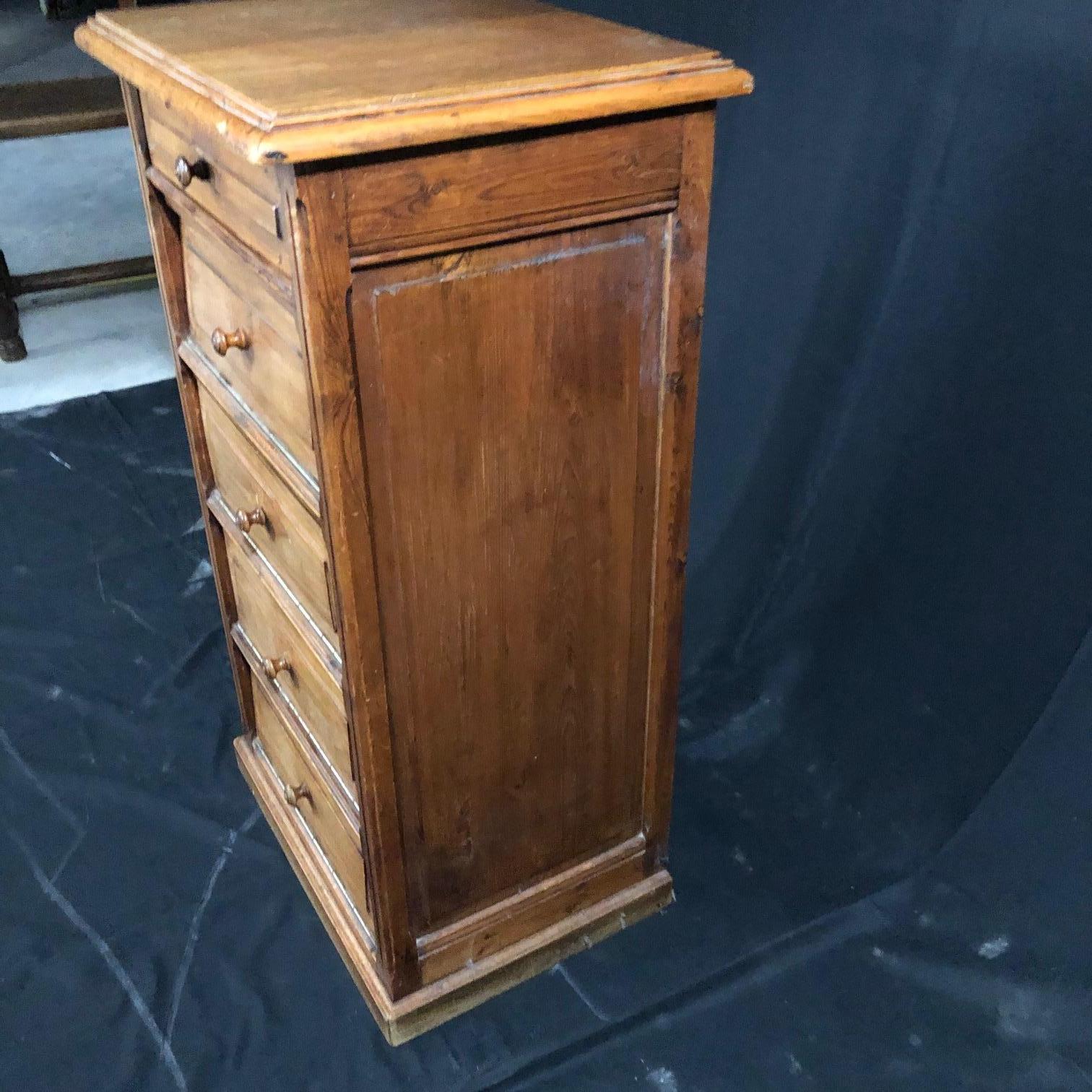 Antique French Pine Chest Side Table or Linen Press from Normandy 3