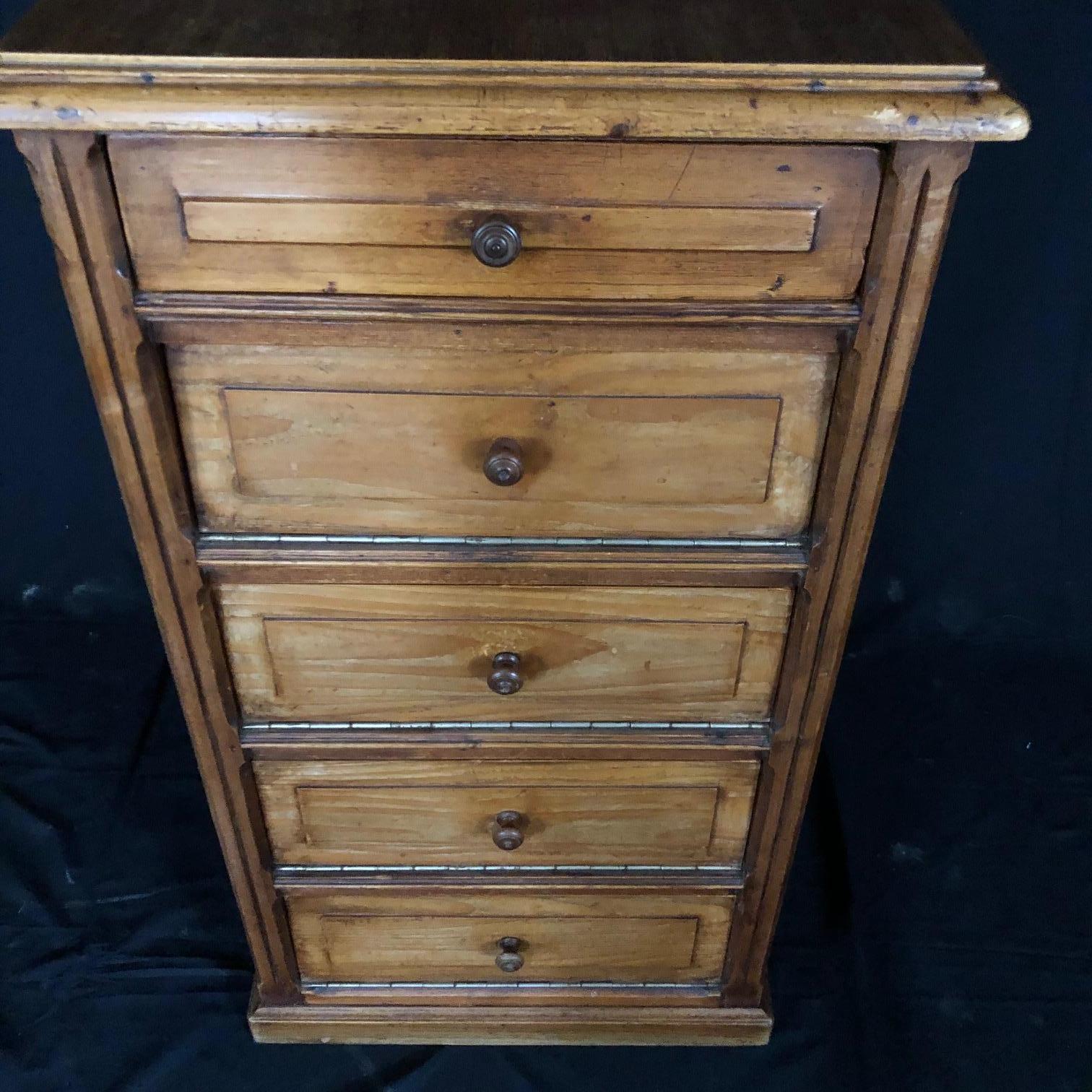 Antique French Pine Chest Side Table or Linen Press from Normandy 4