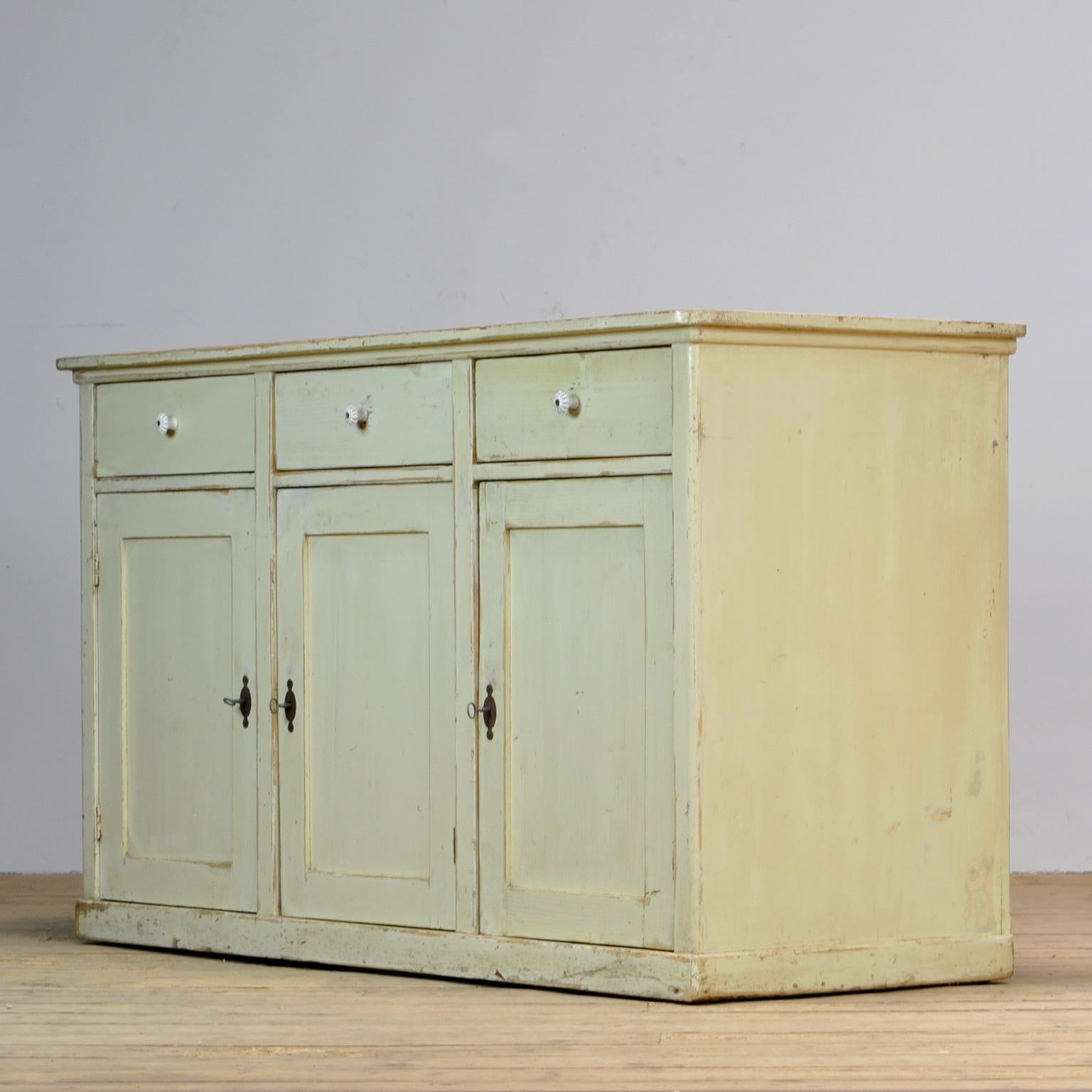 Porcelain Antique French Pine Counter, 1920's