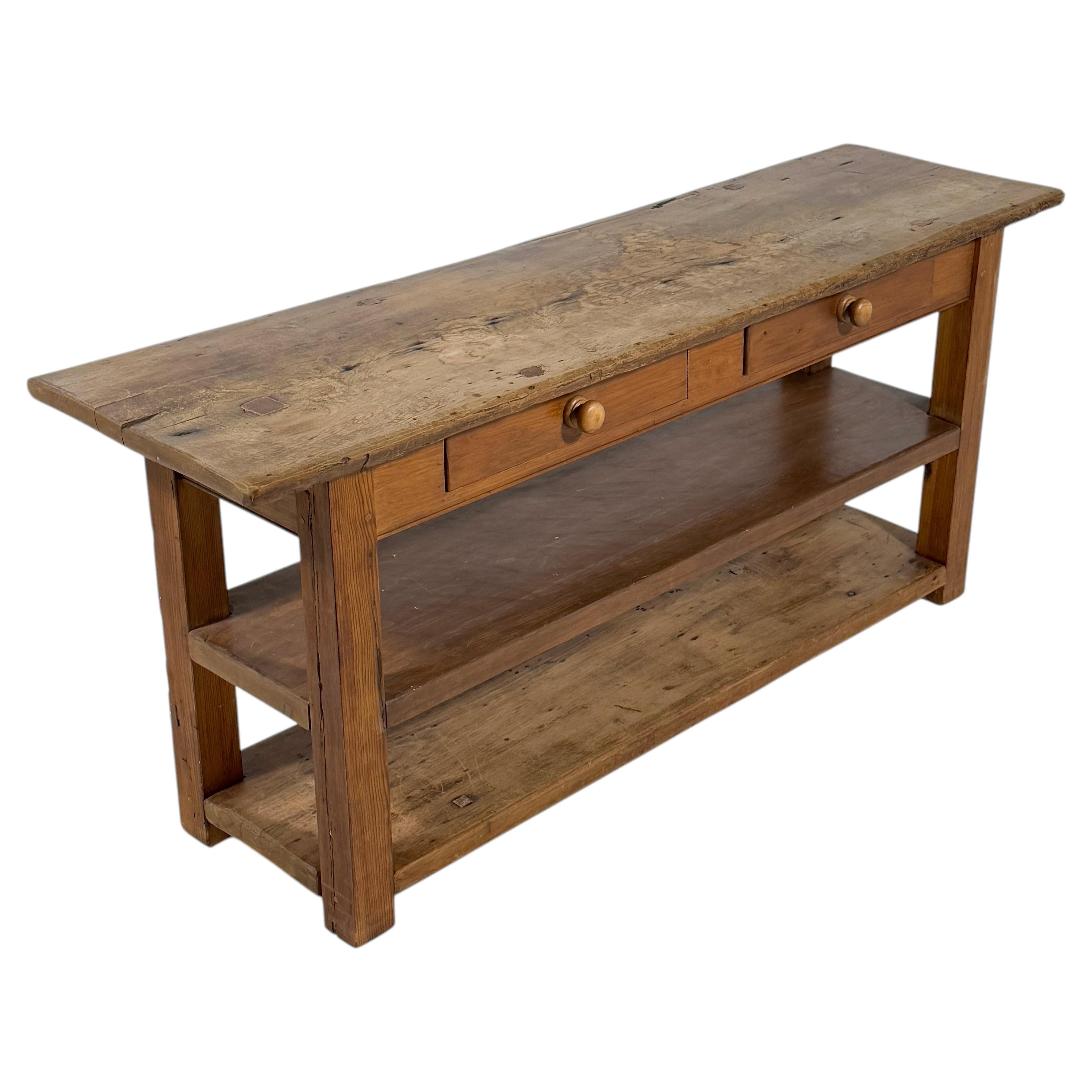 Mesa de granja antigua francesa de pino «Draper»