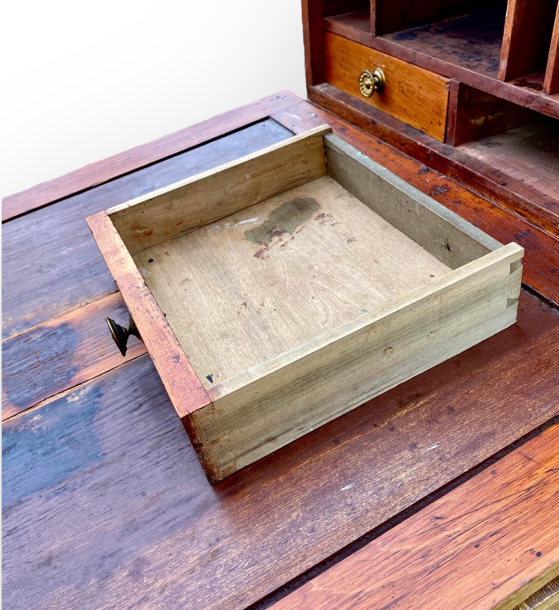 Antique French Pine Louis Philippe Drop Lid Farm Desk 5