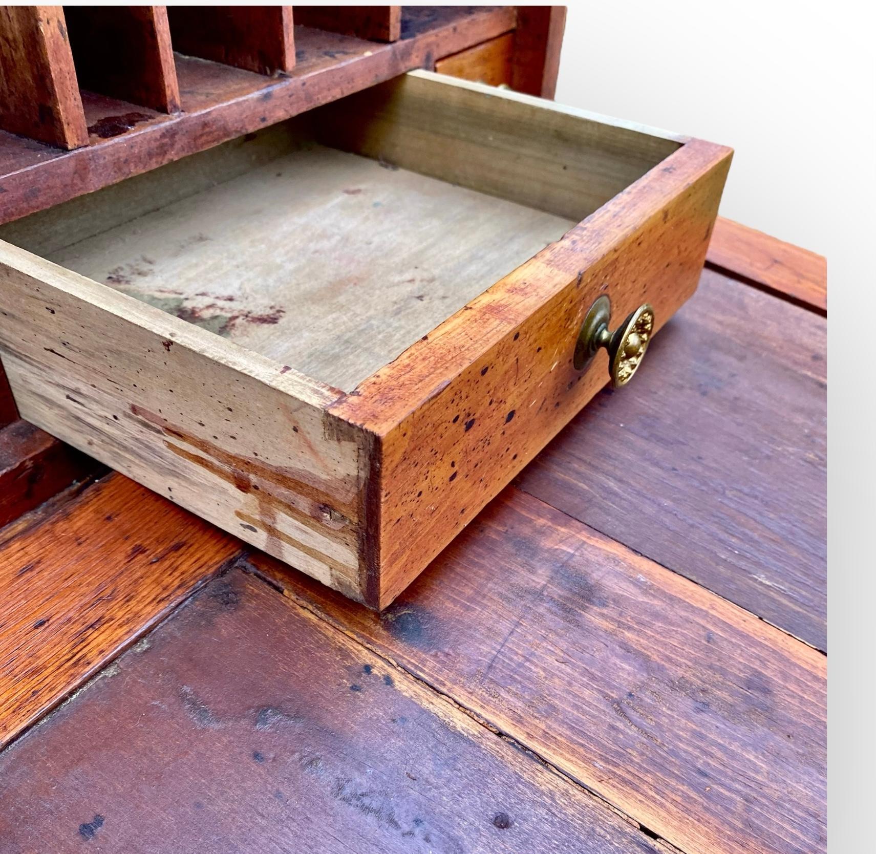 Antique French Pine Louis Philippe Drop Lid Farm Desk 6