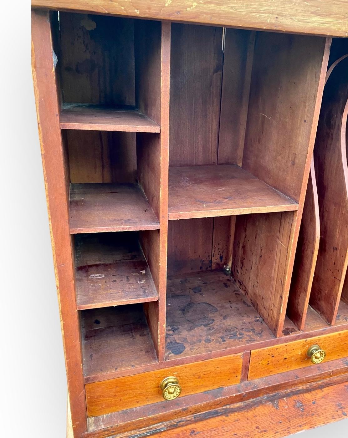 Antique French Pine Louis Philippe Drop Lid Farm Desk 8