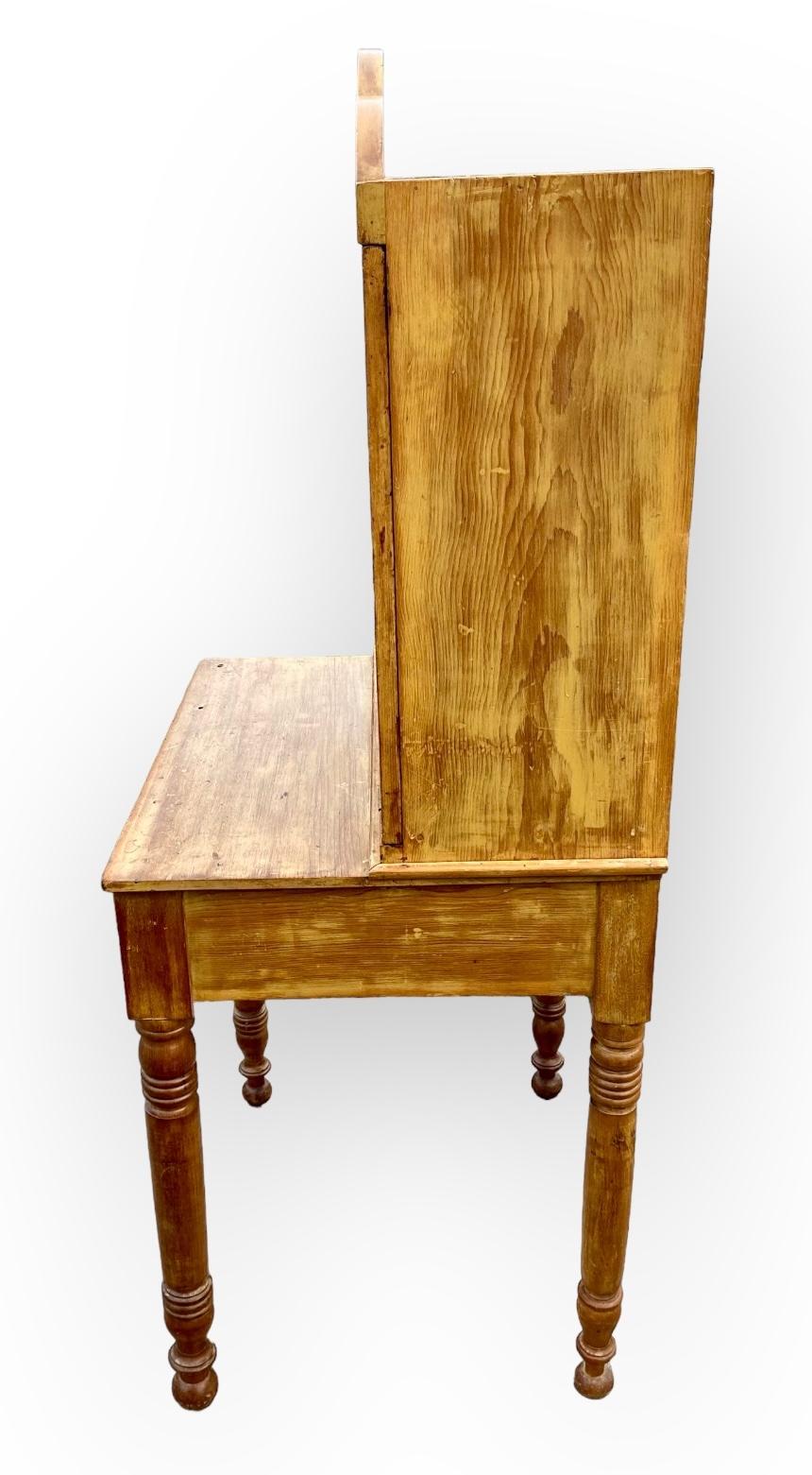Hand-Carved Antique French Pine Louis Philippe Drop Lid Farm Desk