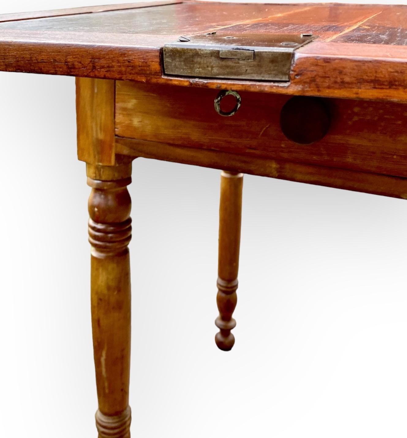 Antique French Pine Louis Philippe Drop Lid Farm Desk 1