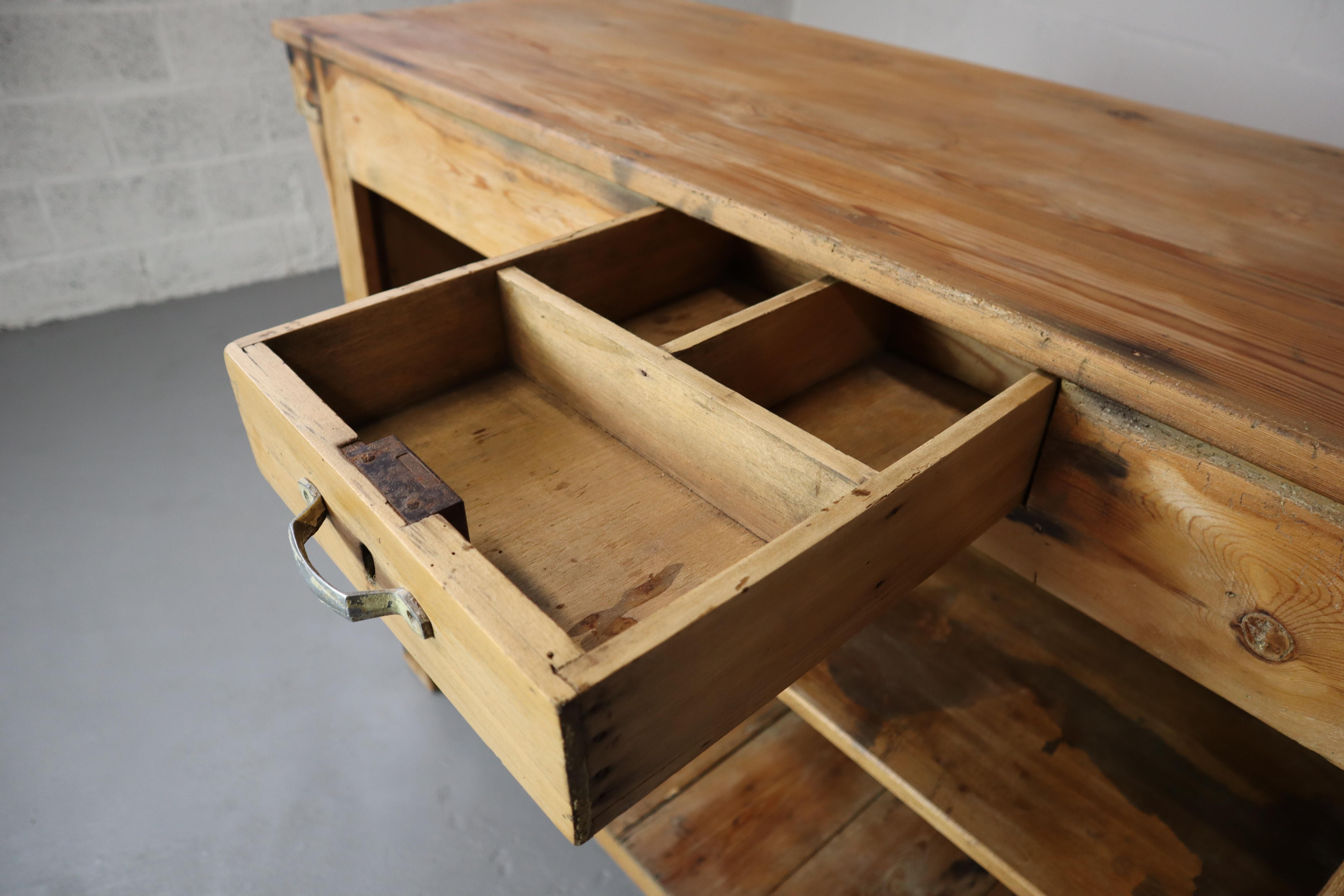 Antique French Pine Shop Counter 7