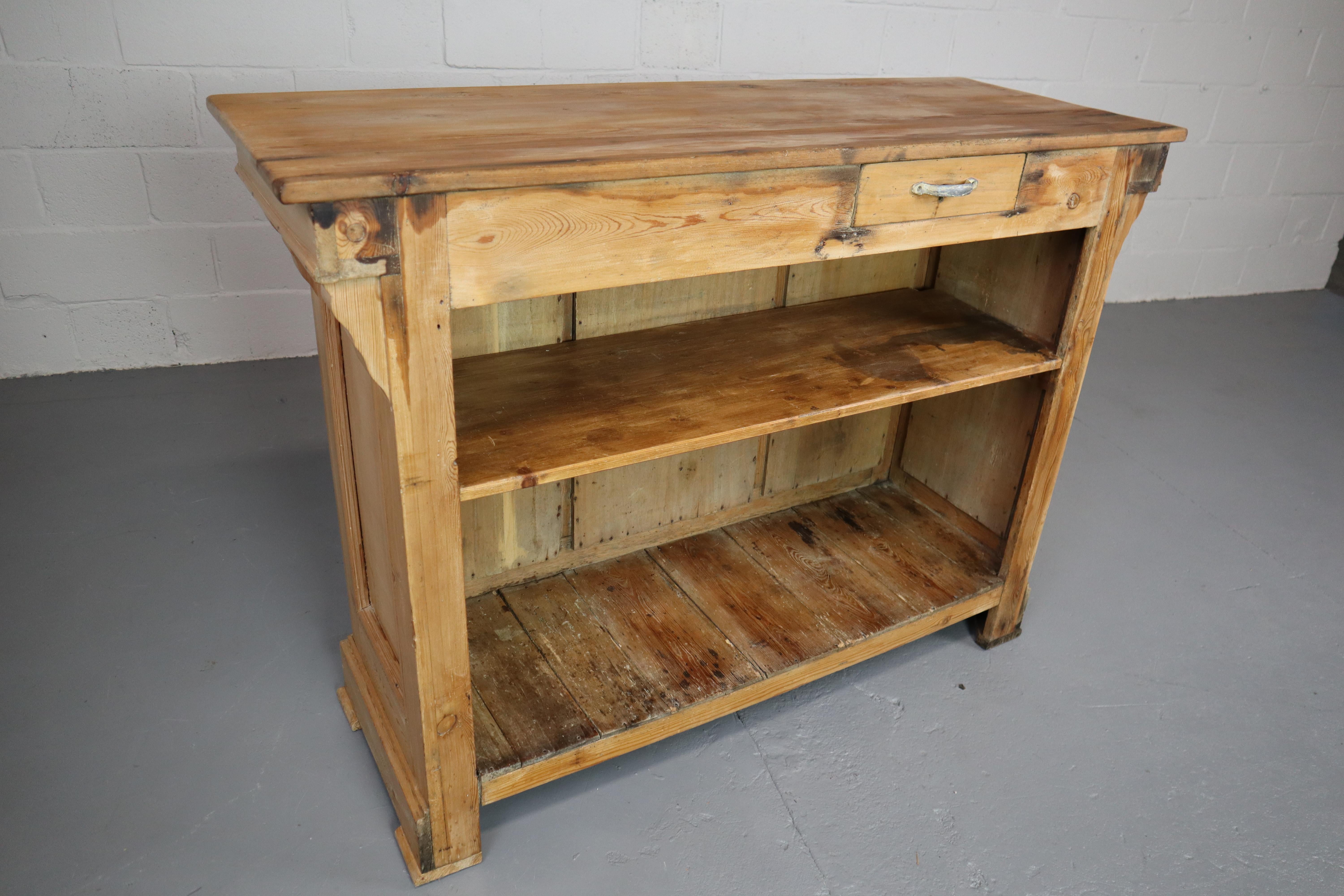 Antique French Pine Shop Counter 1