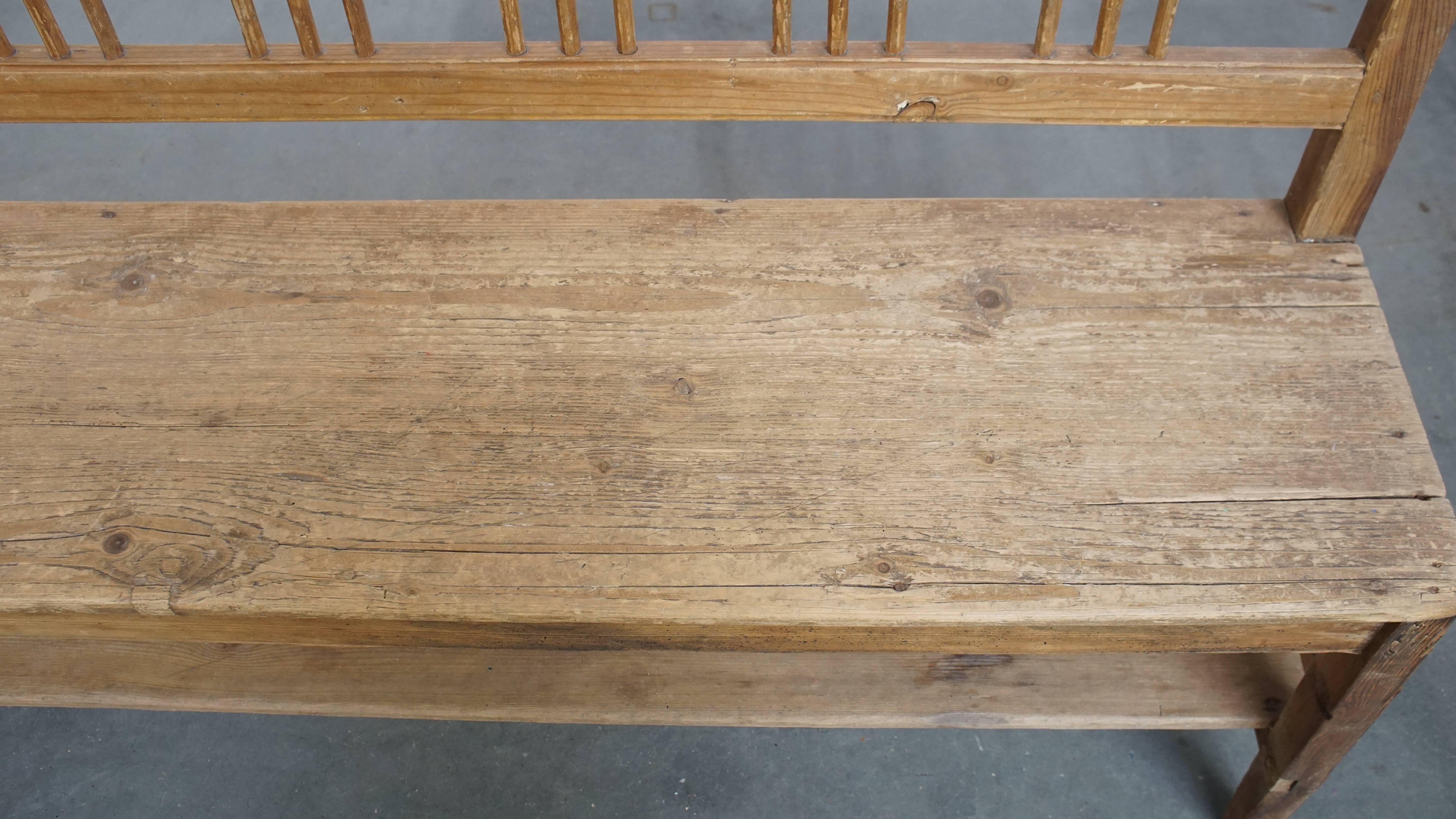 Bois Banc d'entrée / Banc de salle à manger ancien en pin français en vente
