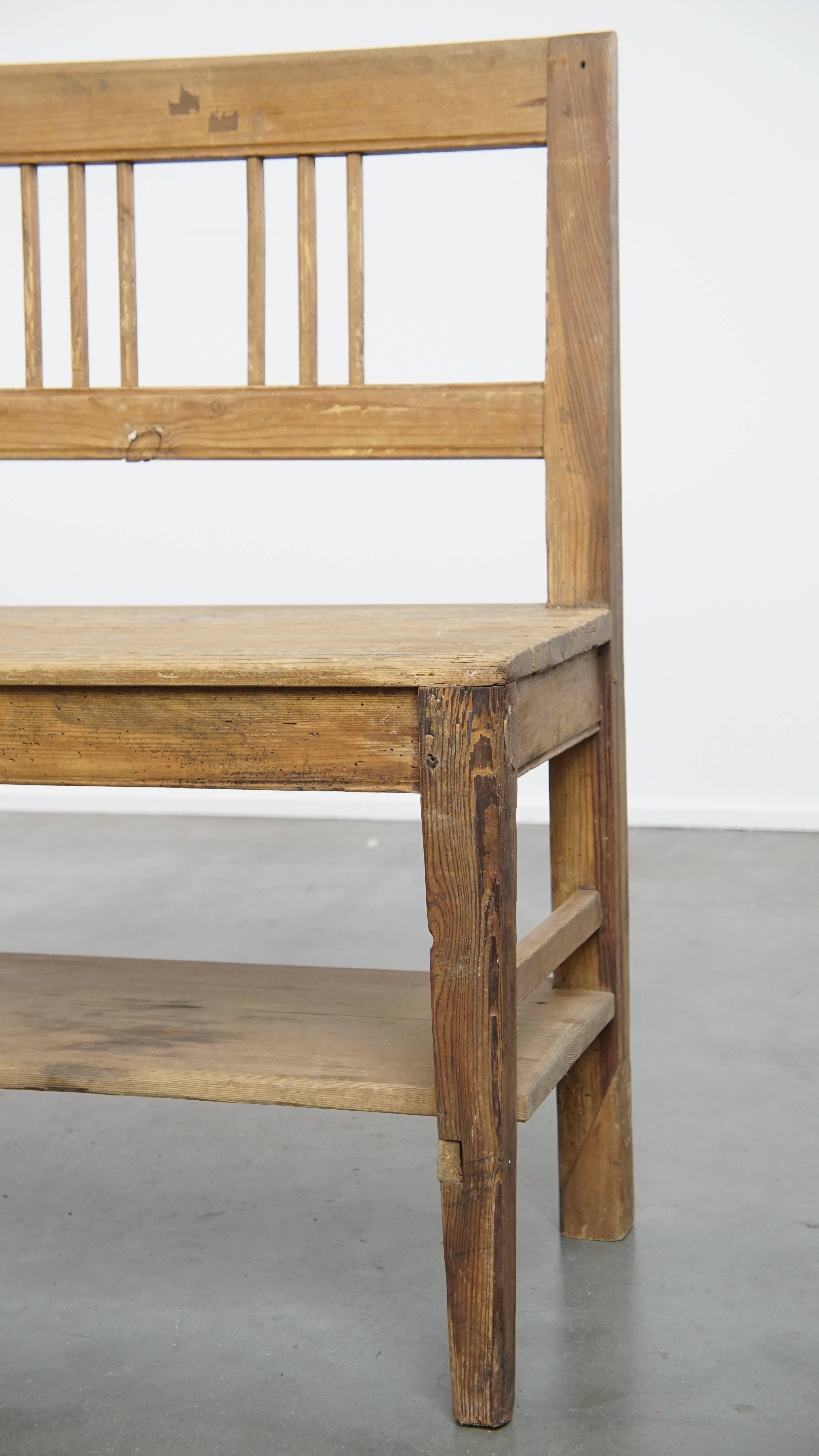 Banc d'entrée / Banc de salle à manger ancien en pin français en vente 2