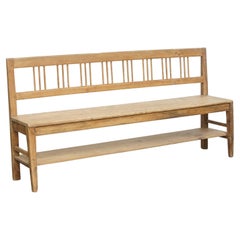 Antique French Pinewood Hall Bench / Dining Bench
