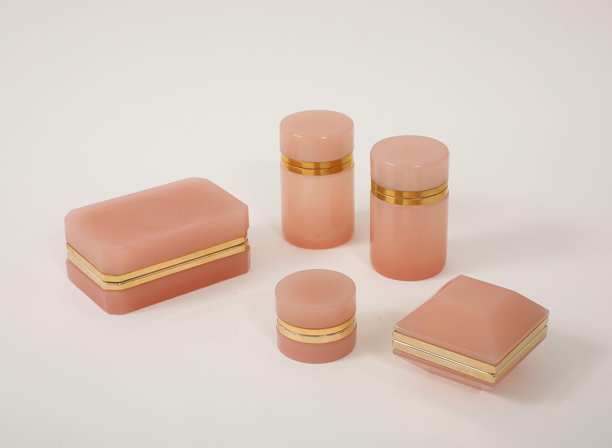 Antique French Rosa Zylindrische Opaline Box, Anfang 20. C. im Angebot 5