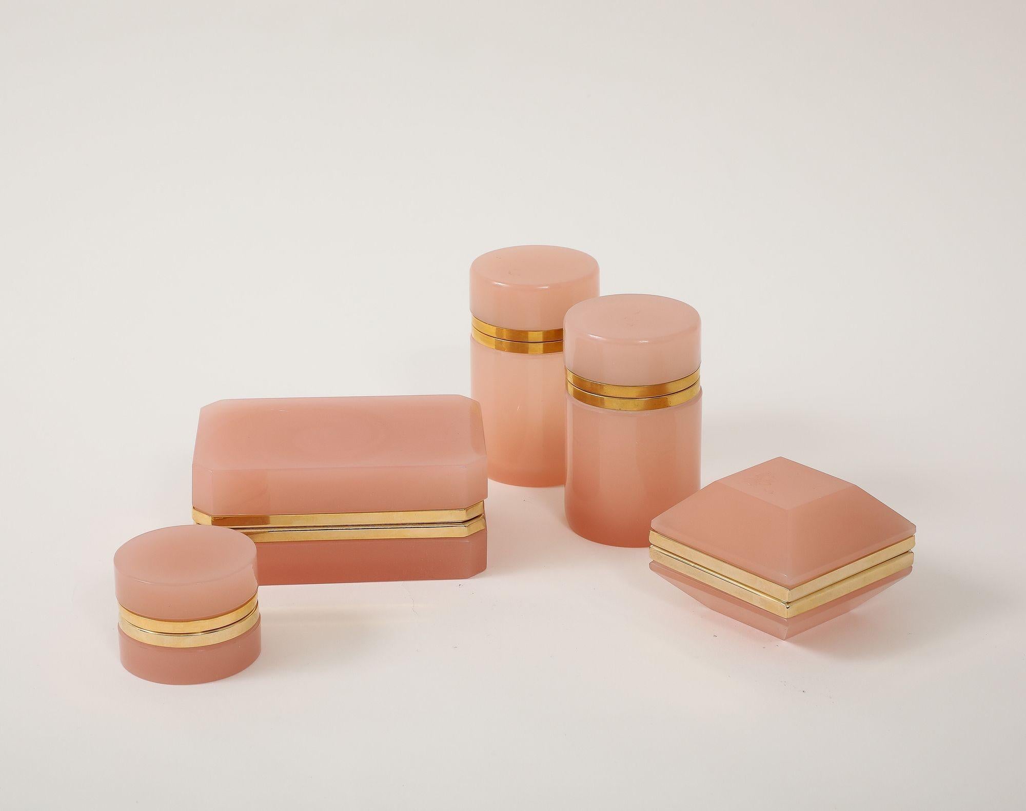Antique French Rosa Zylindrische Opaline Box, Anfang 20. C. im Angebot 6