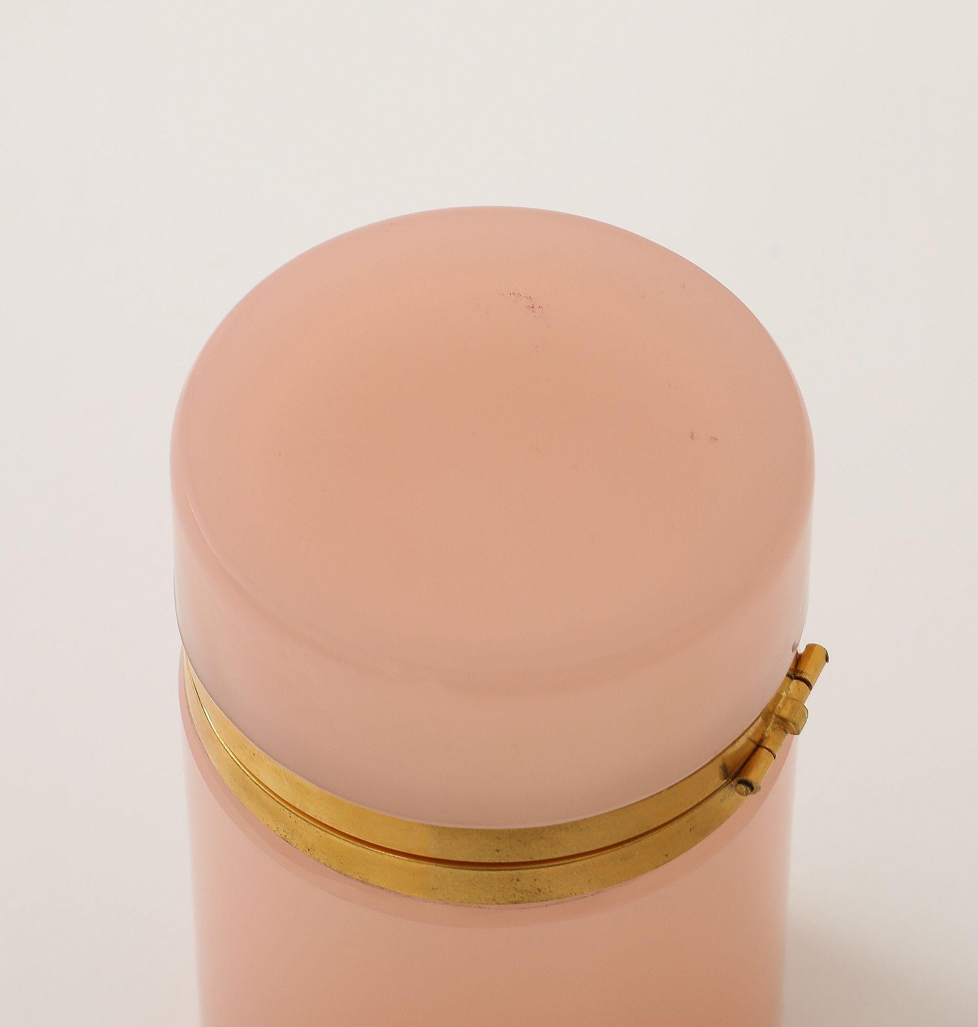 Français Antique French Cylindrical Opaline Box, Early 20th C. en vente