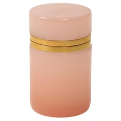 Antique French Pink Cylindrical Opaline Box, Early 20th C.