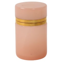 Antique French Pink Cylindrical Opaline Box, Early 20th C.