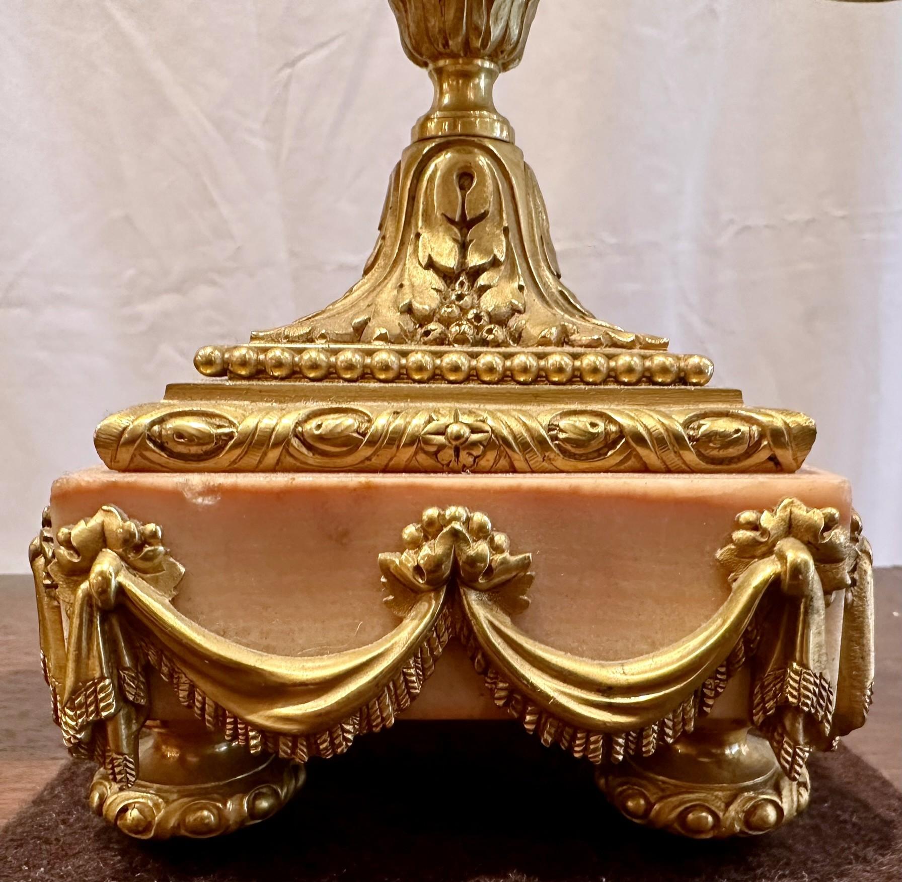 Antique French Pink Marble & Ormolu 3 Piece Clock Garniture Set, Circa 1880-1890 For Sale 7