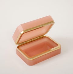 Antique French Pink Opaline Rectangular Box with Hinge, 1910