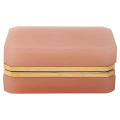 Antique French Pink Opaline Rectangular Box with Hinge, 1910