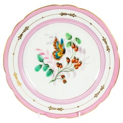 Antique French Pink Porcelain Cabinet Plate, 19th Century