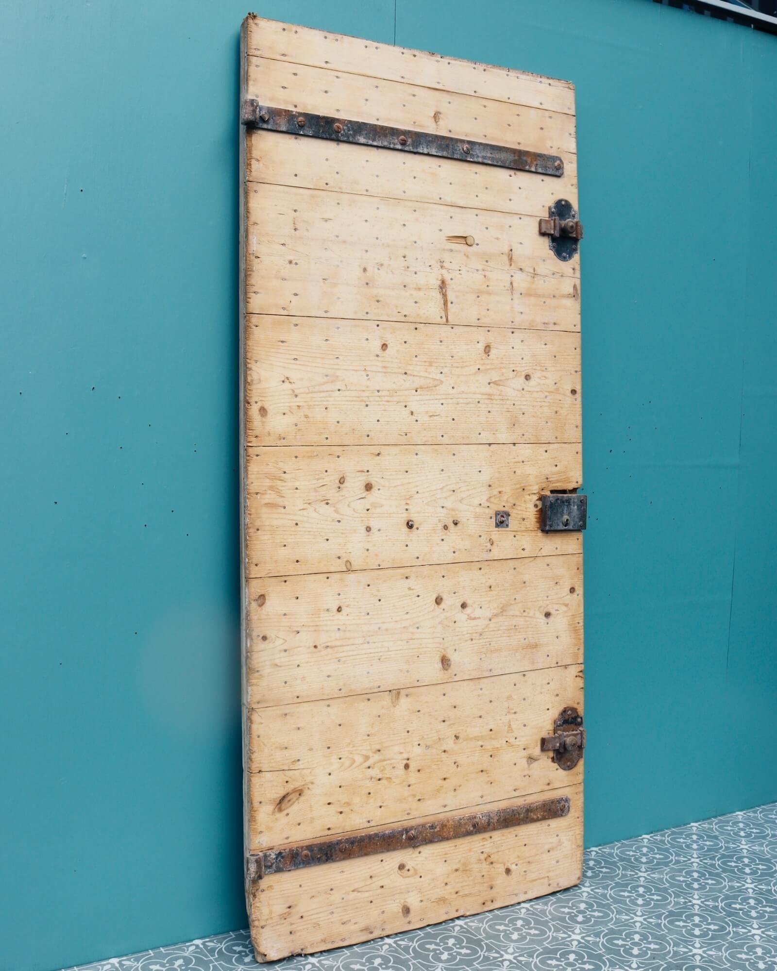 19th Century Antique French Pitch Pine Exterior Door For Sale
