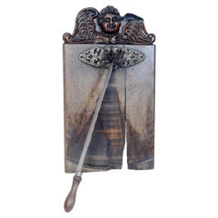 Antique French Planche à Pain Bread Cutting Board With Attached Iron Knife 18th