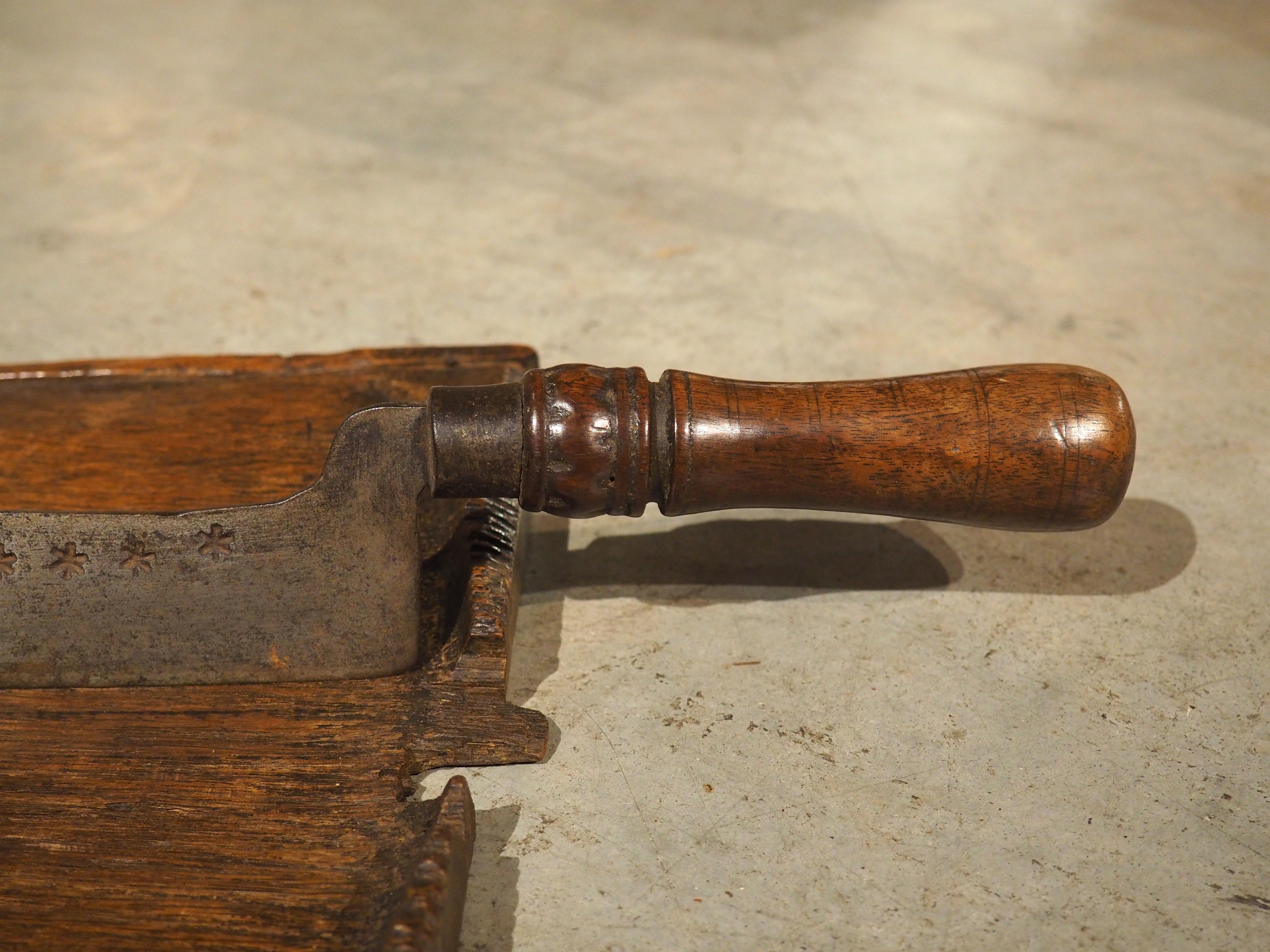 Antique French Planche à Pain Bread Cutting Board with Iron Blade, Dated 1801 3