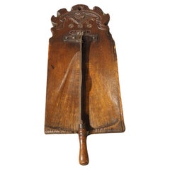 Antique French Planche à Pain Bread Cutting Board with Iron Blade, Dated 1801