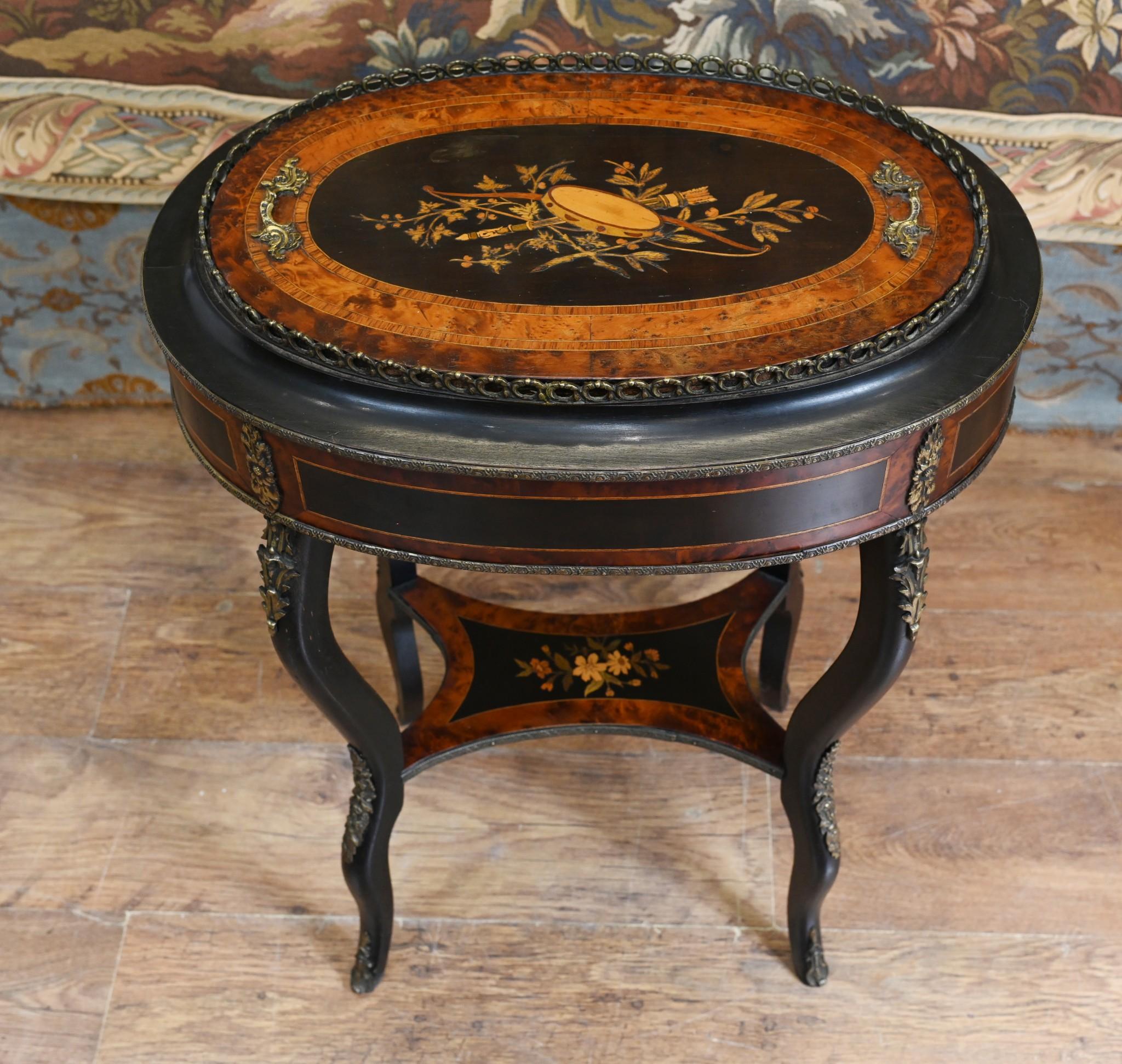 Antique French Planter Side Table Aboyna Inlay Jardiniere In Good Condition For Sale In Potters Bar, GB