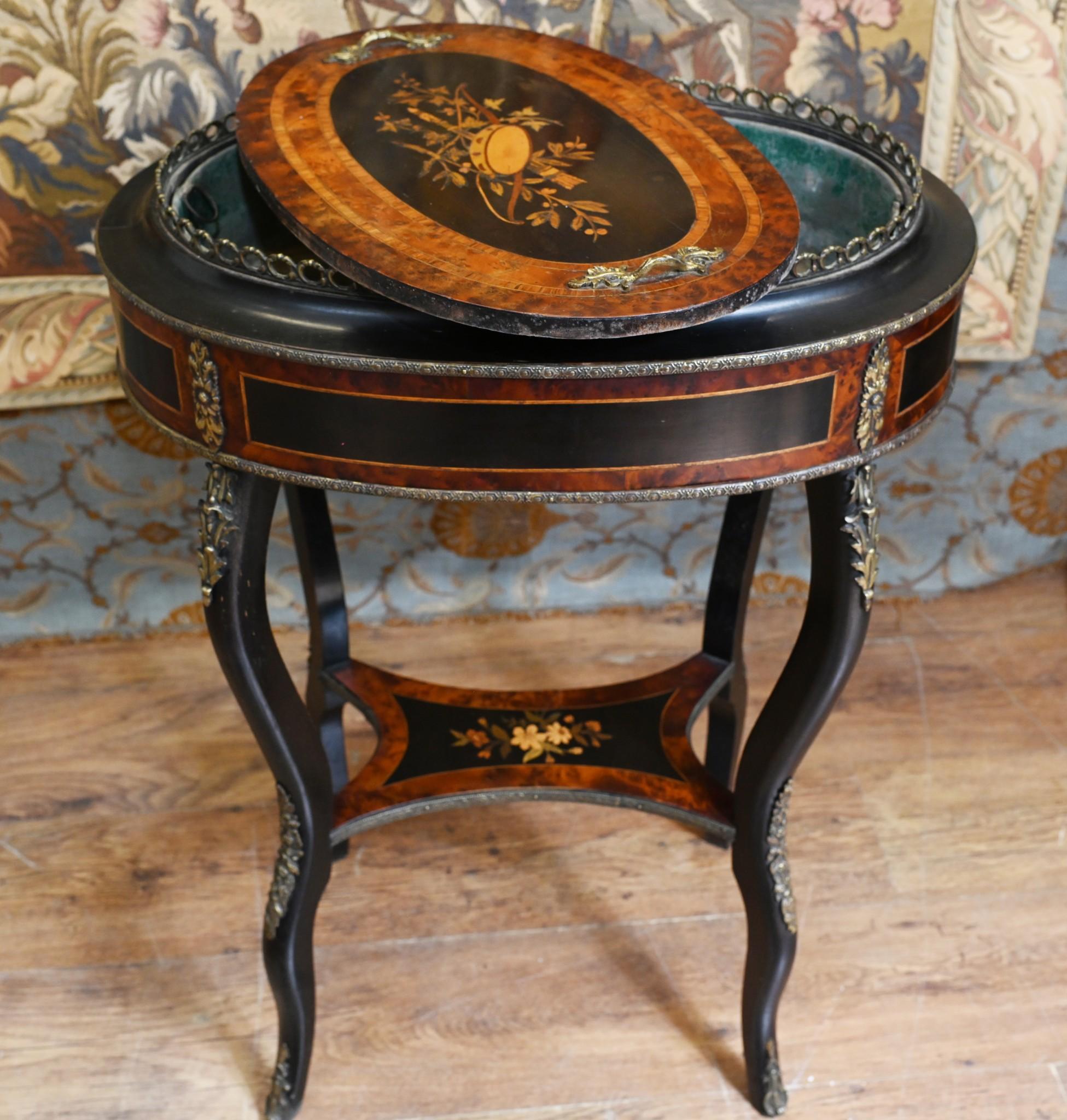 Late 20th Century Antique French Planter Side Table Aboyna Inlay Jardiniere For Sale
