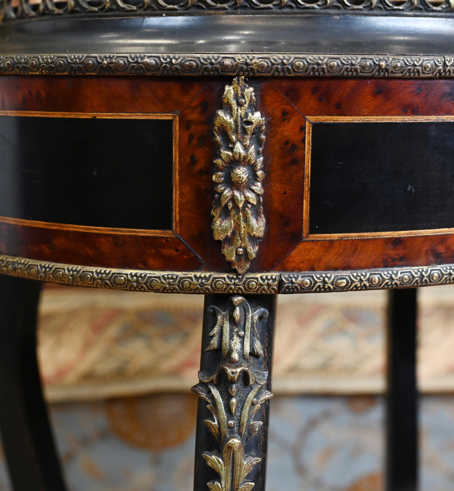 Antique French Planter Side Table Aboyna Inlay Jardiniere For Sale 3
