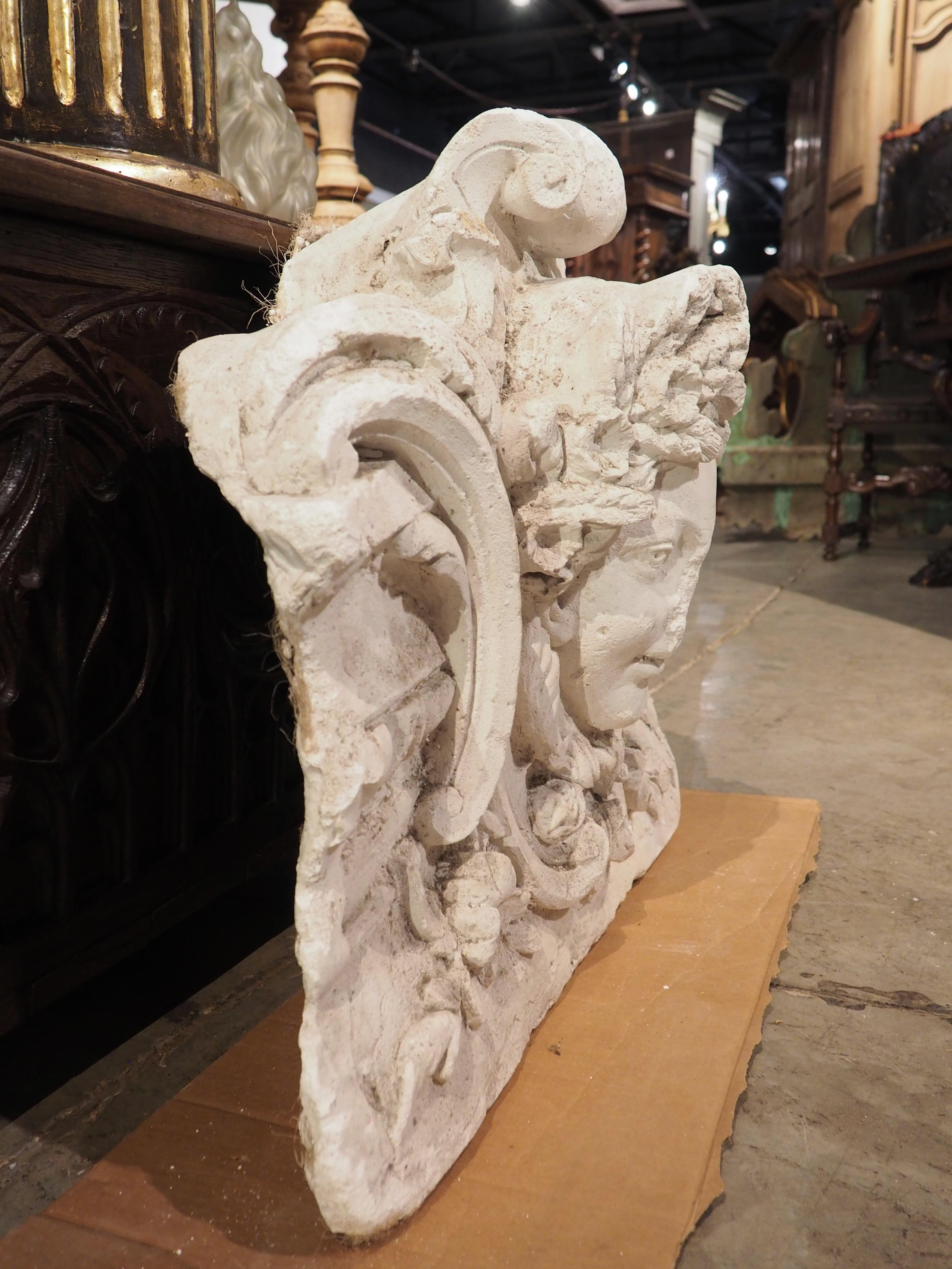 Antique French Plaster Architectural with Female Mascaron, Late 19th Century 7
