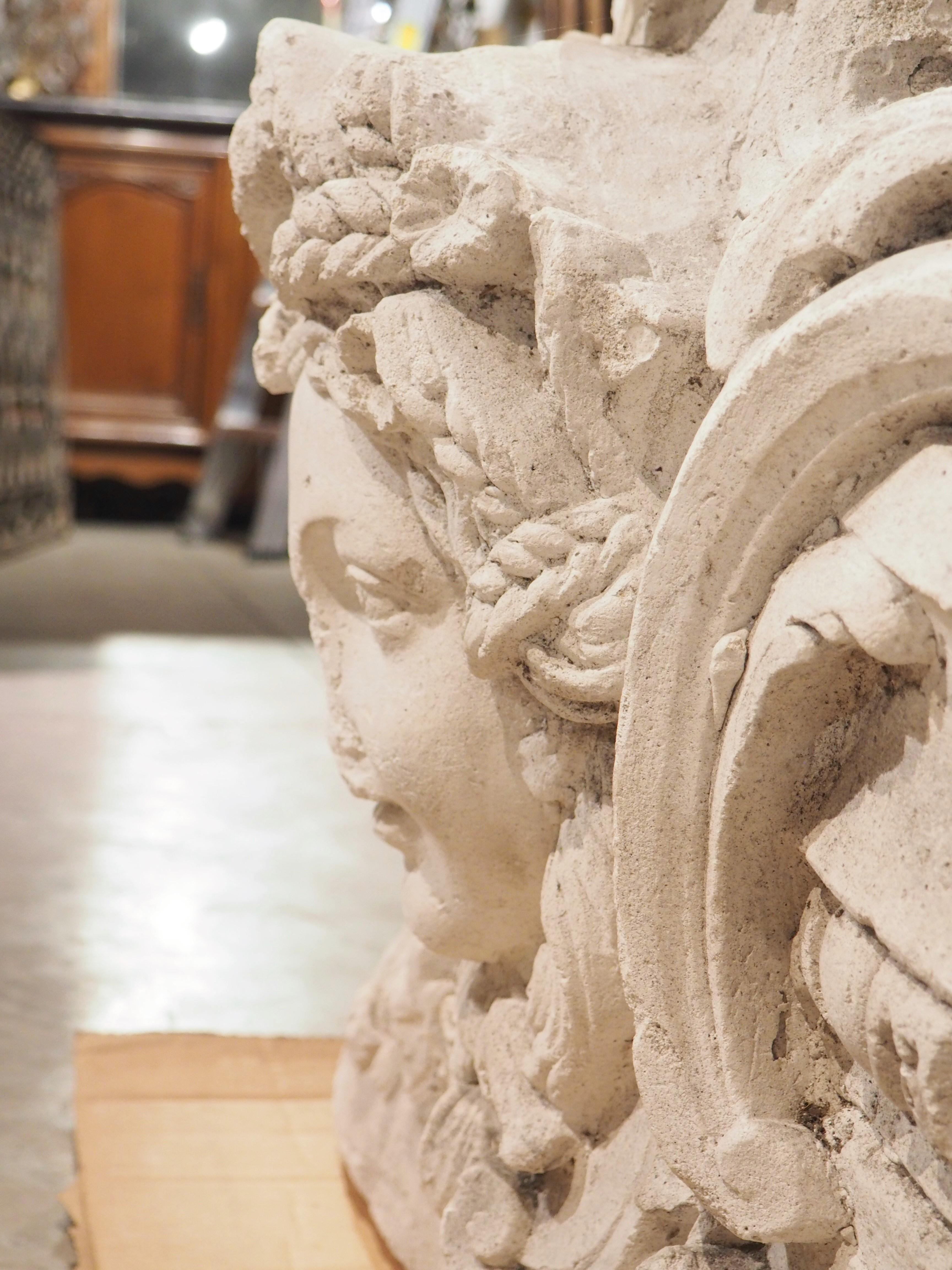 Antique French Plaster Architectural with Female Mascaron, Late 19th Century For Sale 10