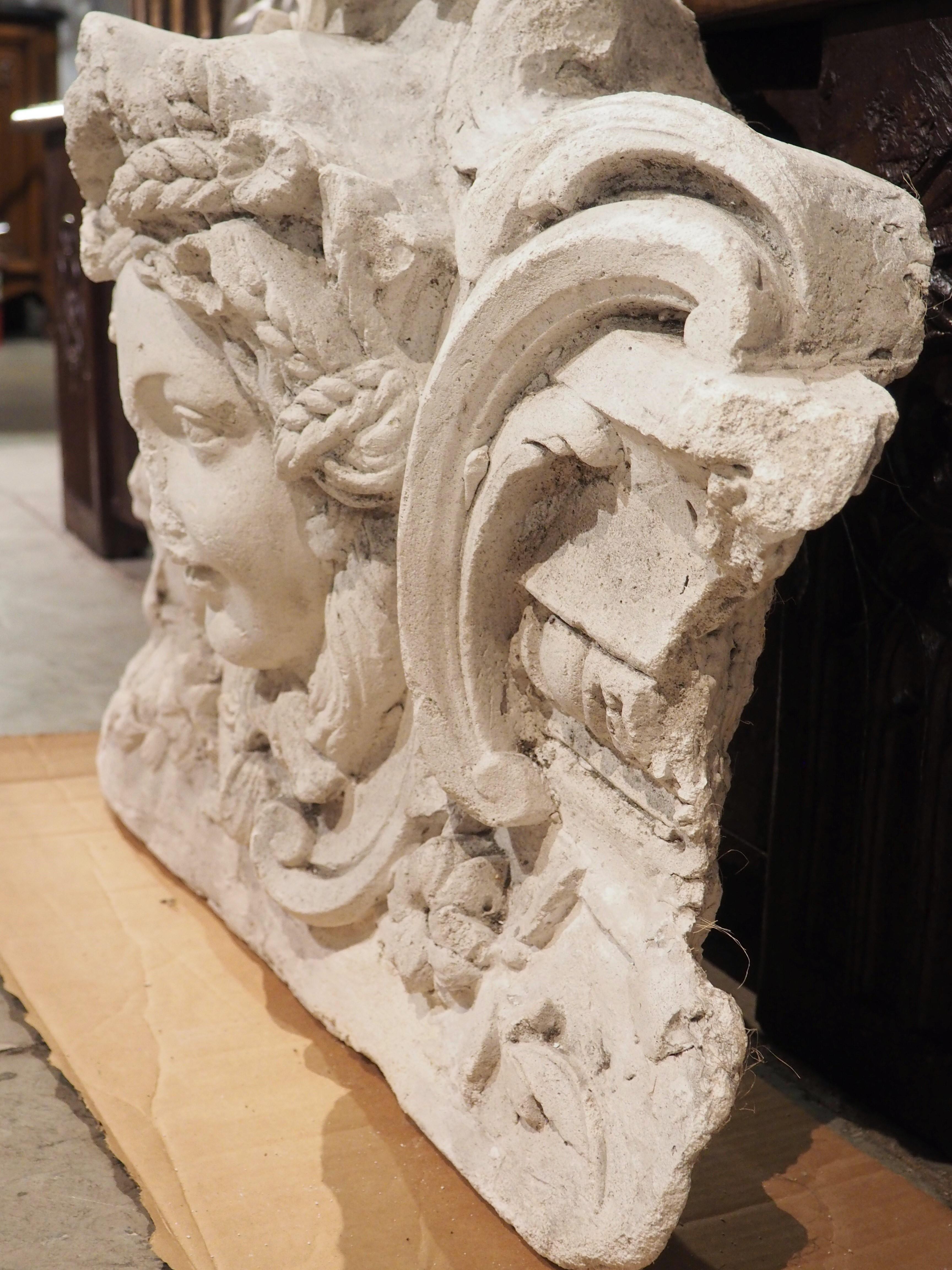 Antique French Plaster Architectural with Female Mascaron, Late 19th Century 12